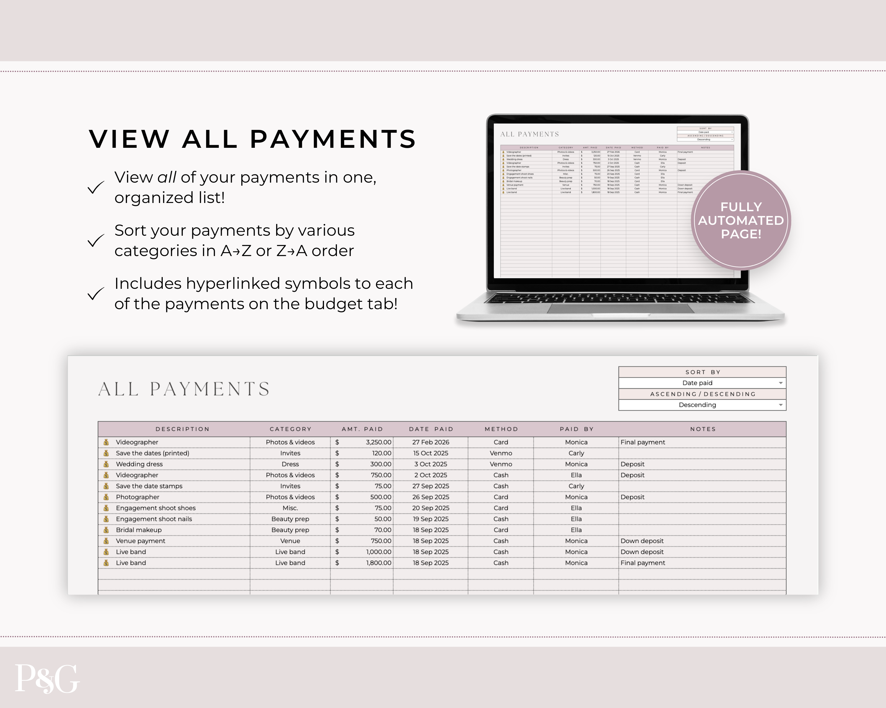Wedding Budget Spreadsheet Template for Google Sheets