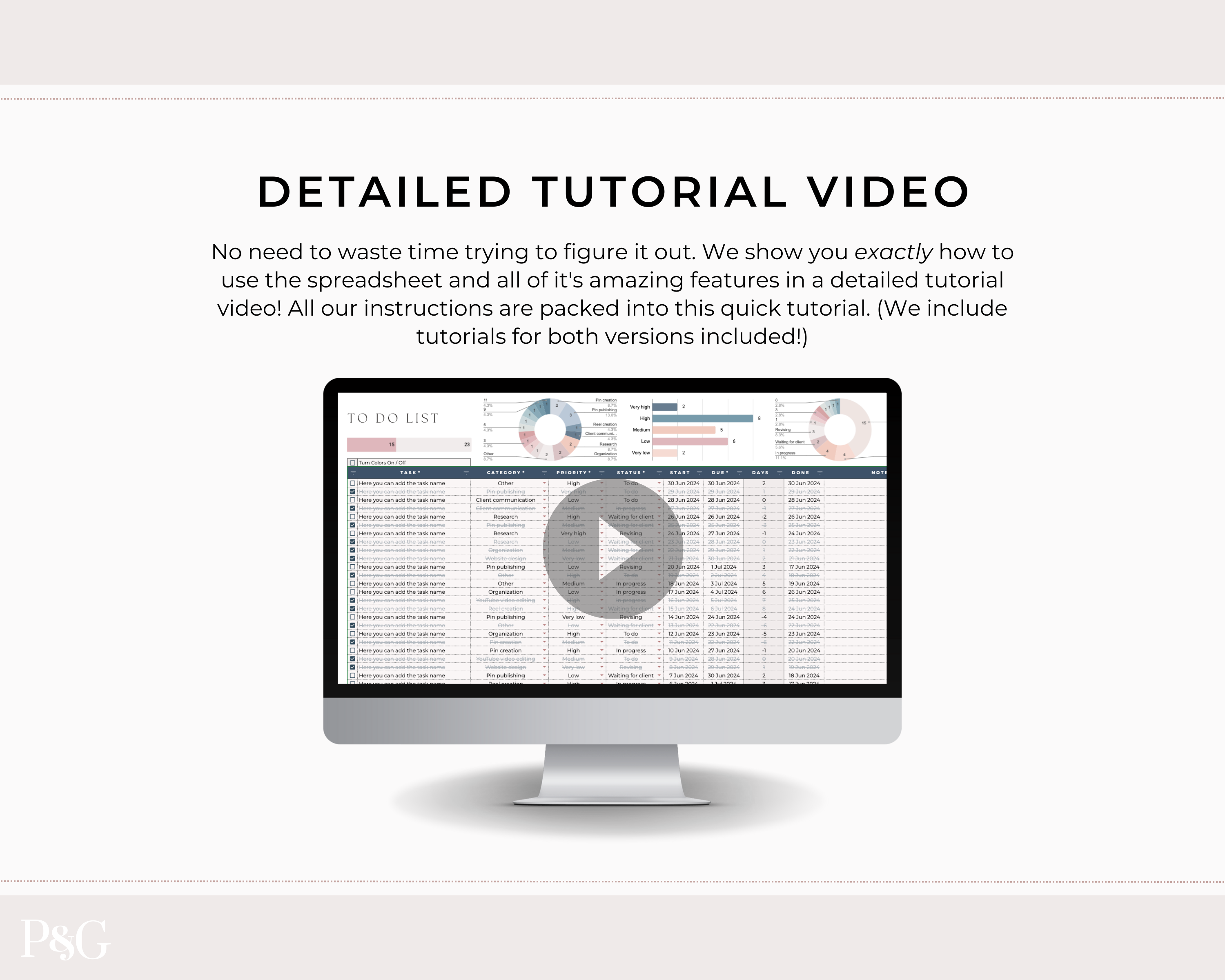 Task Tracker Spreadsheet for Google Sheets