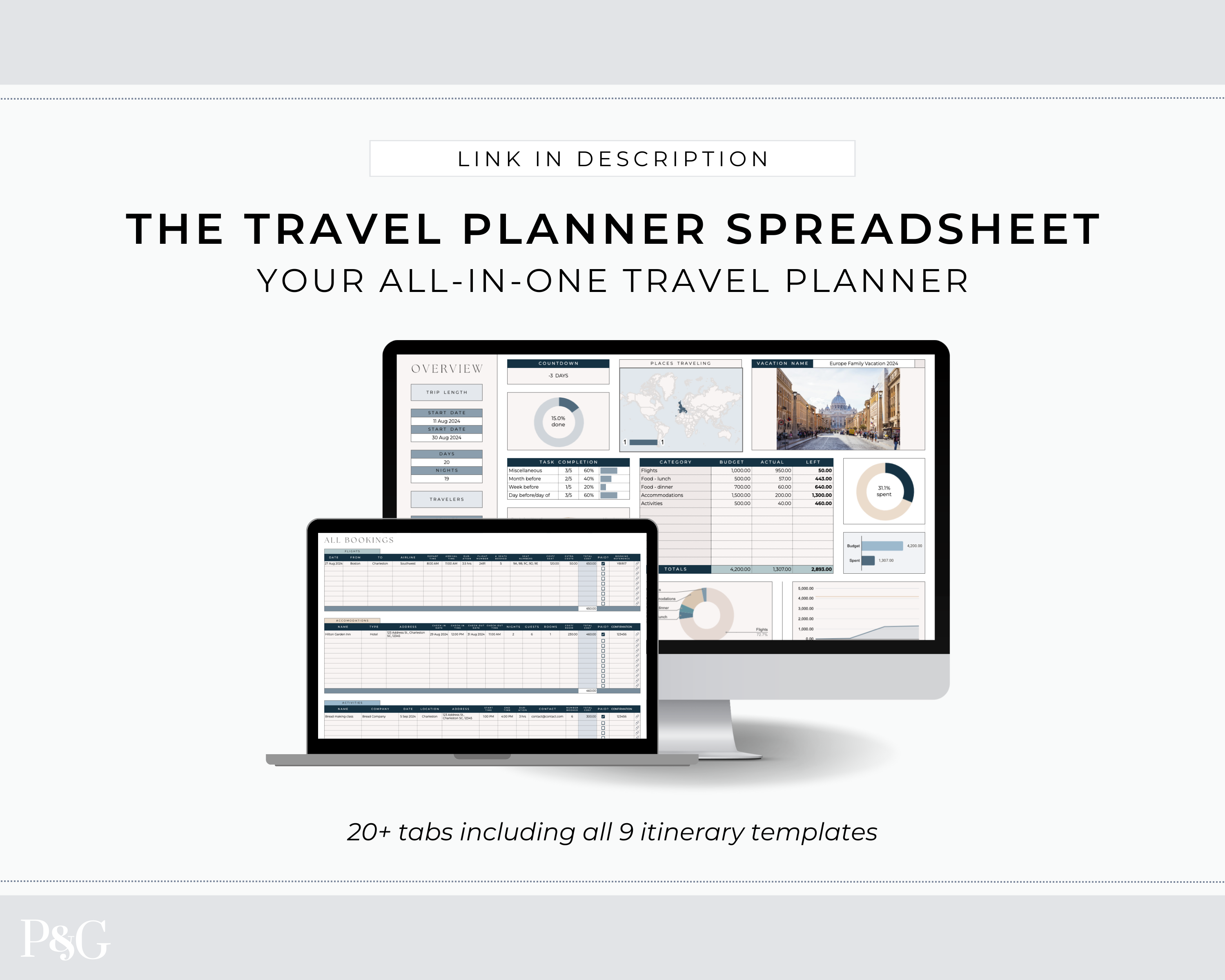 Travel Itinerary Templates for Google Sheets (Commercial Multi-Client License)