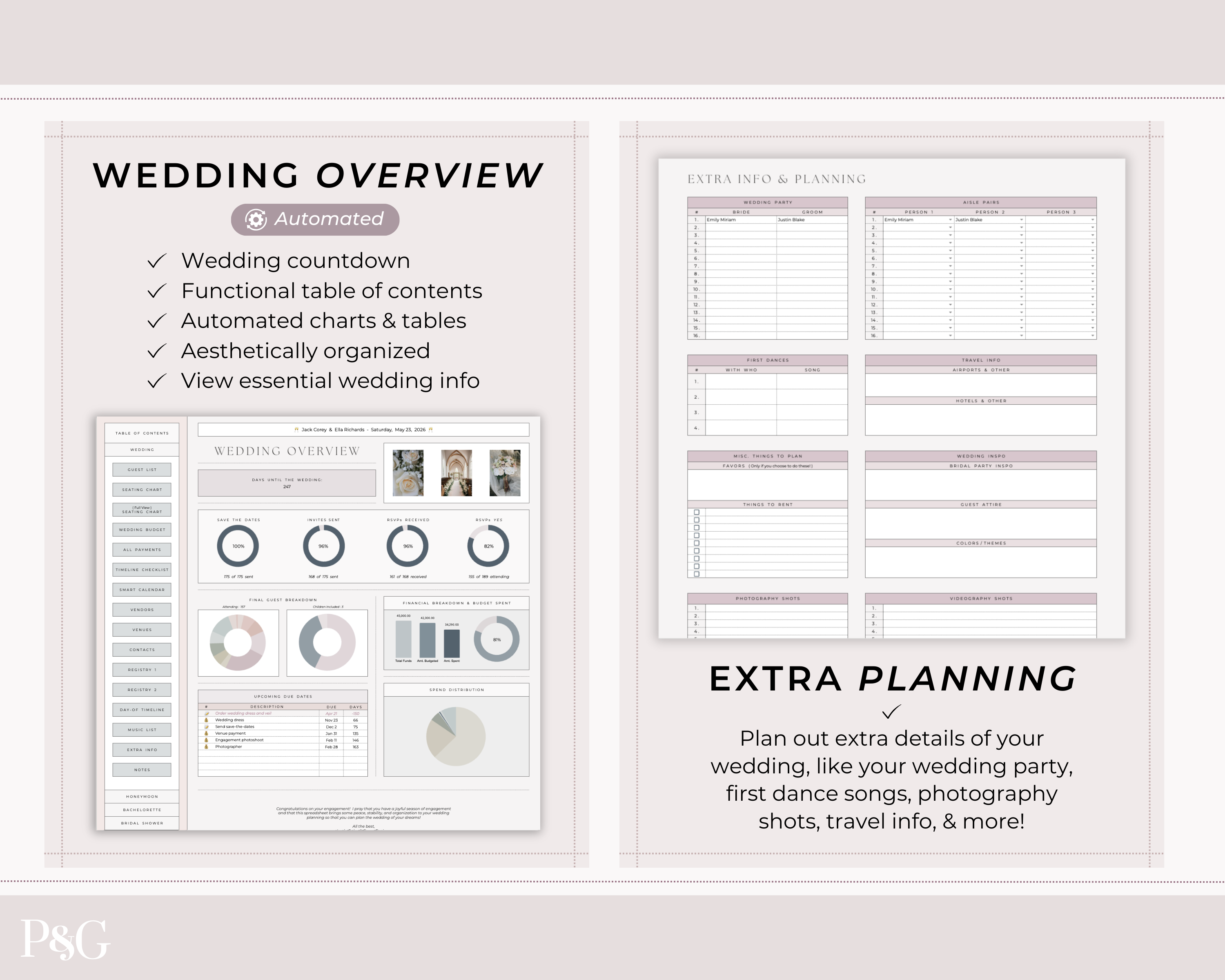 Wedding Planner Spreadsheet Template For Google Sheets (Commercial Multi-Client License)
