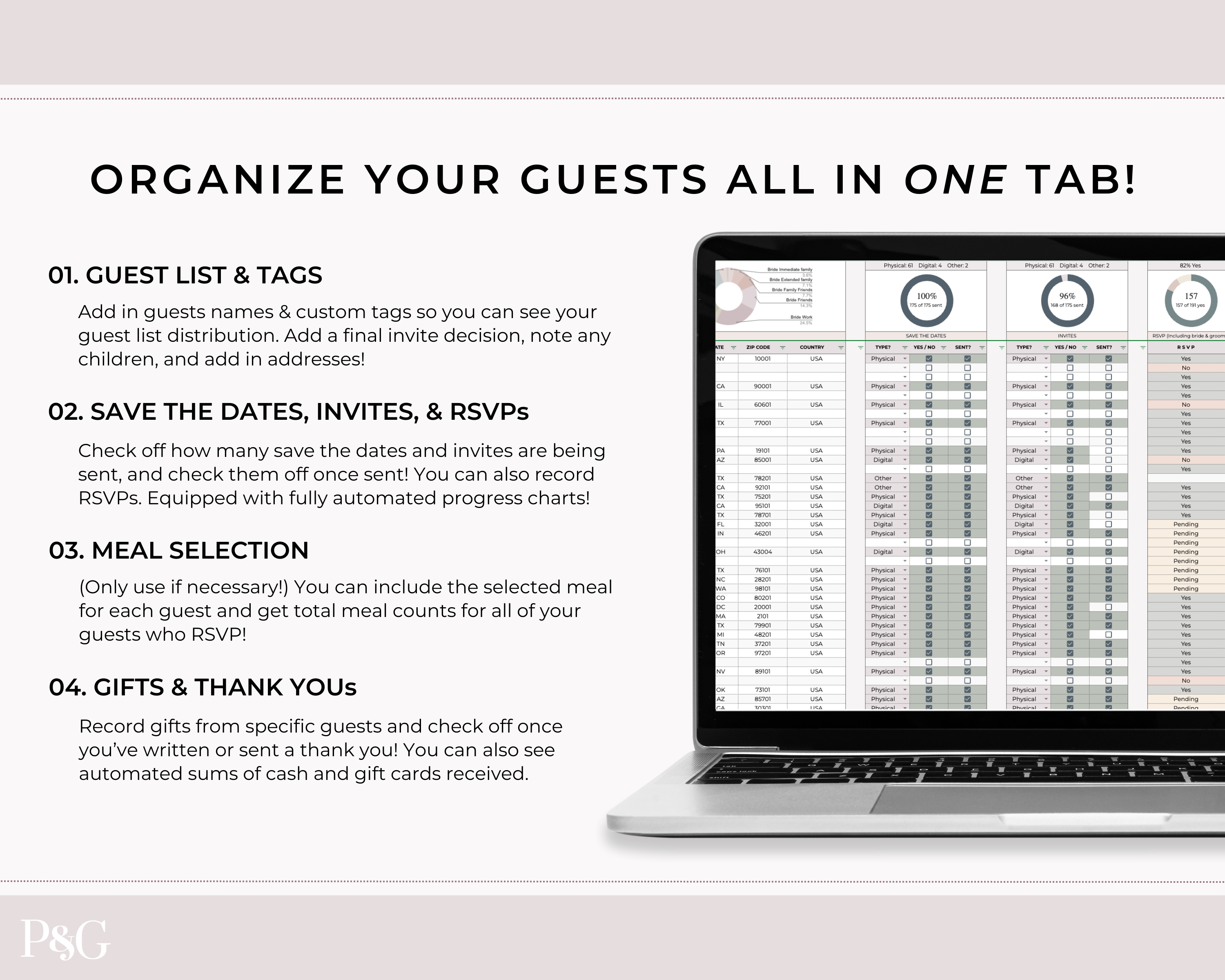 Wedding Guest List Spreadsheet Template for Google Sheets (Version 2.0)