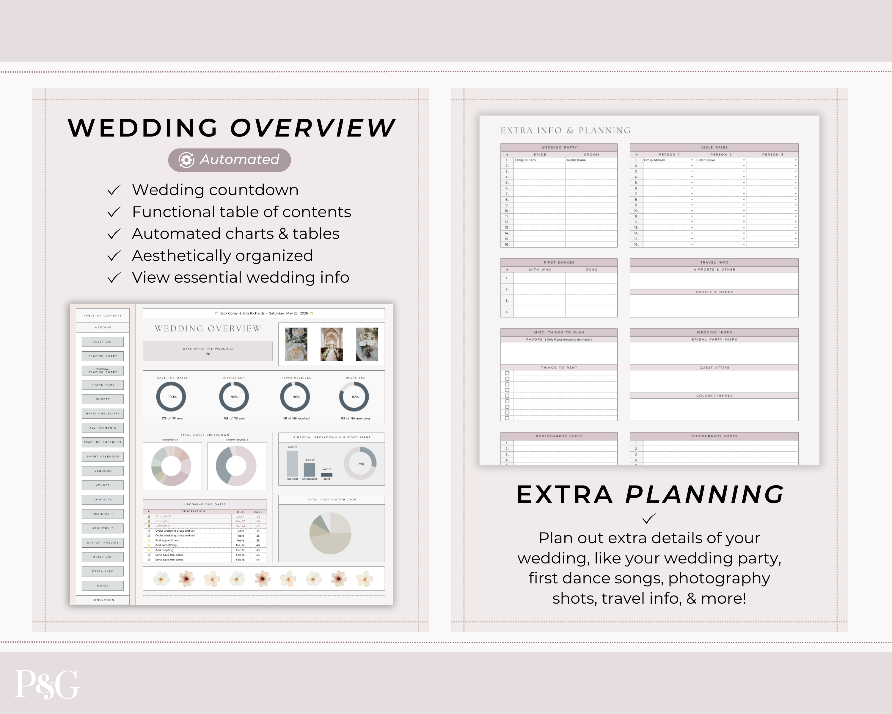 Wedding Planner Spreadsheet Template For Google Sheets (Commercial Multi-Client License)