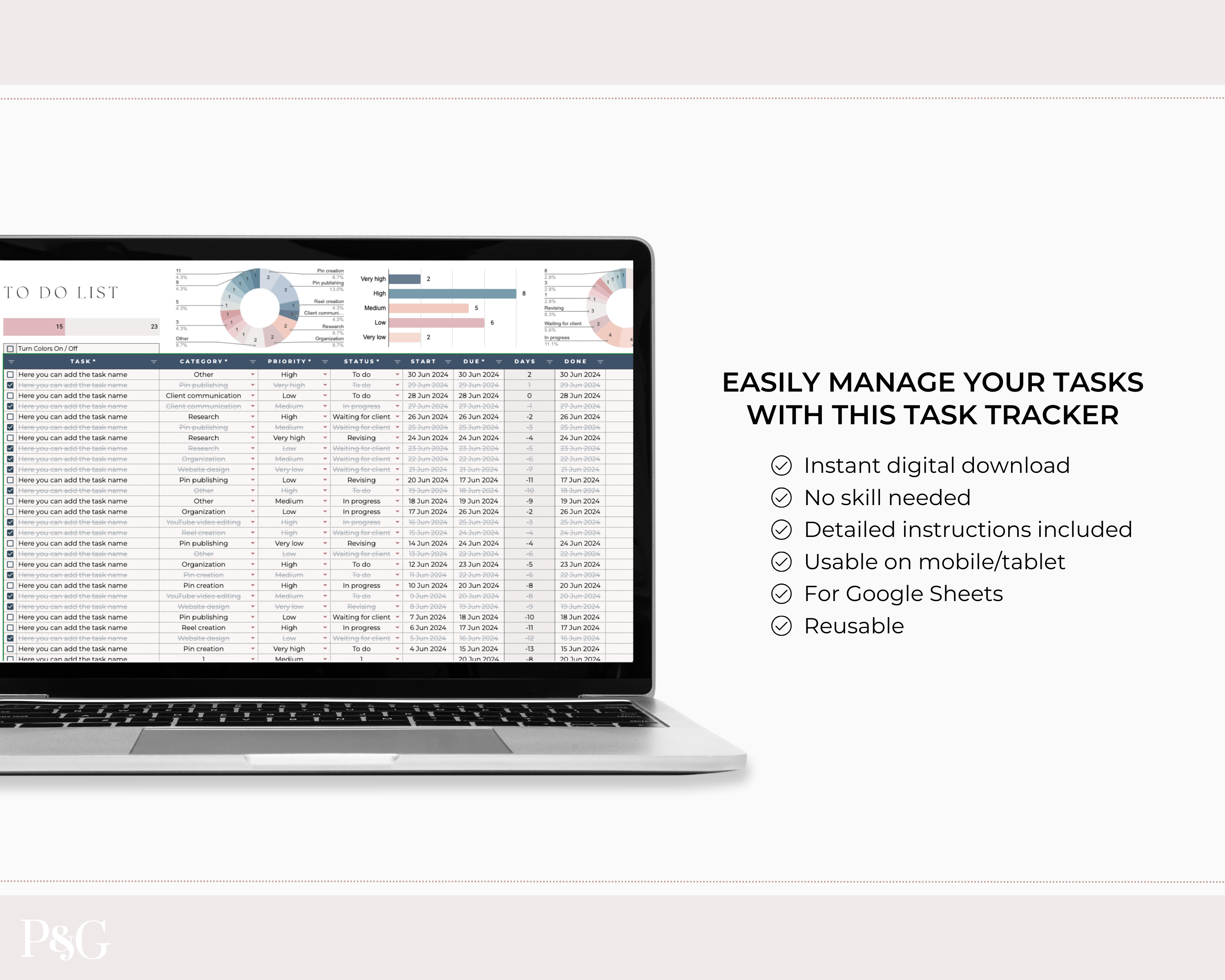 Task Tracker Spreadsheet for Google Sheets
