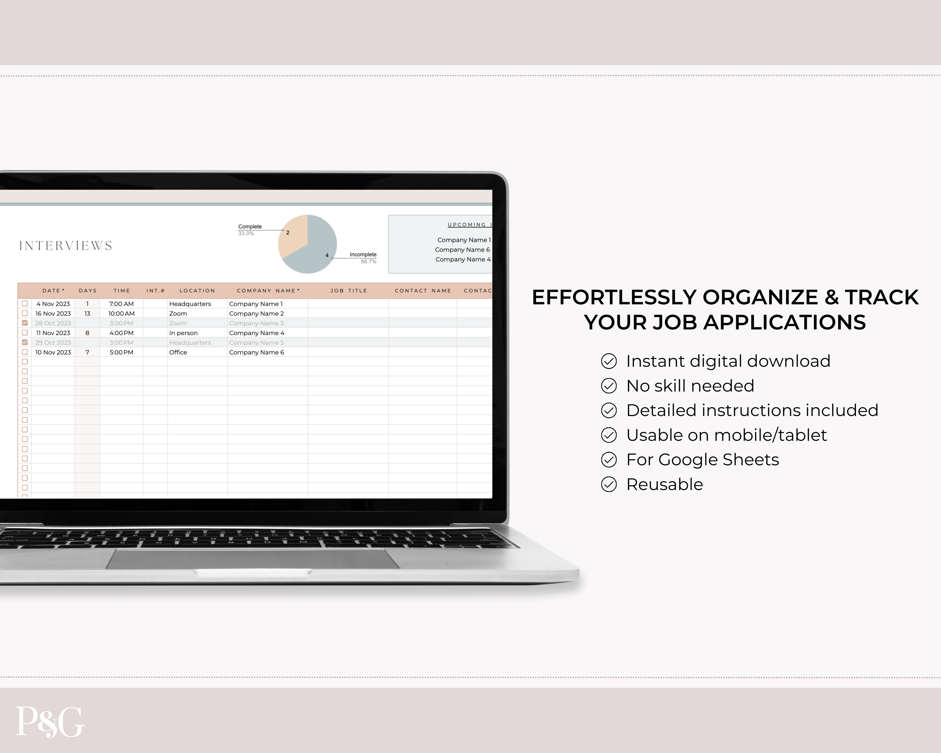 Job Application Tracker Spreadsheet for Google Sheets
