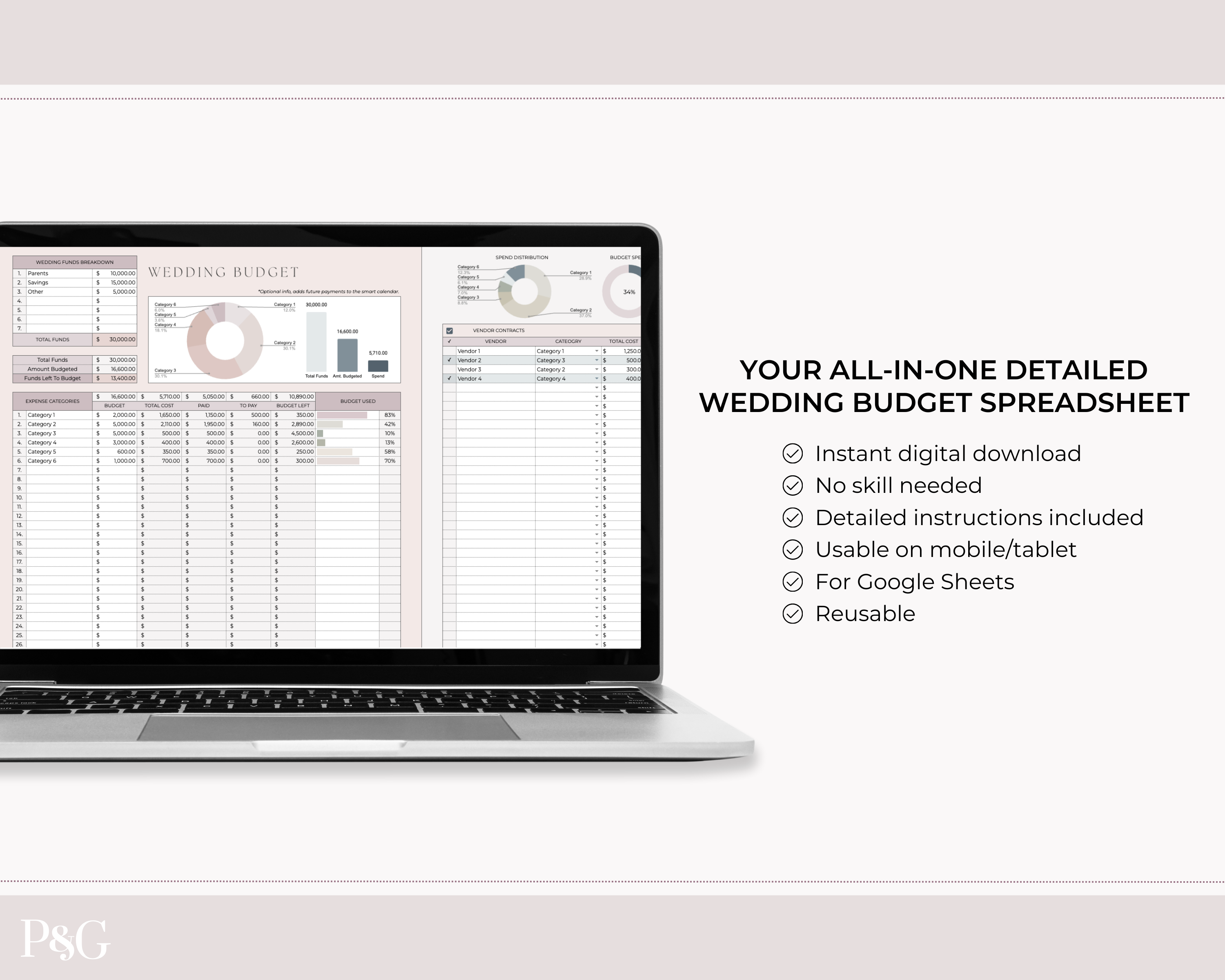 Wedding Budget Spreadsheet Template for Google Sheets (Version 2.0)