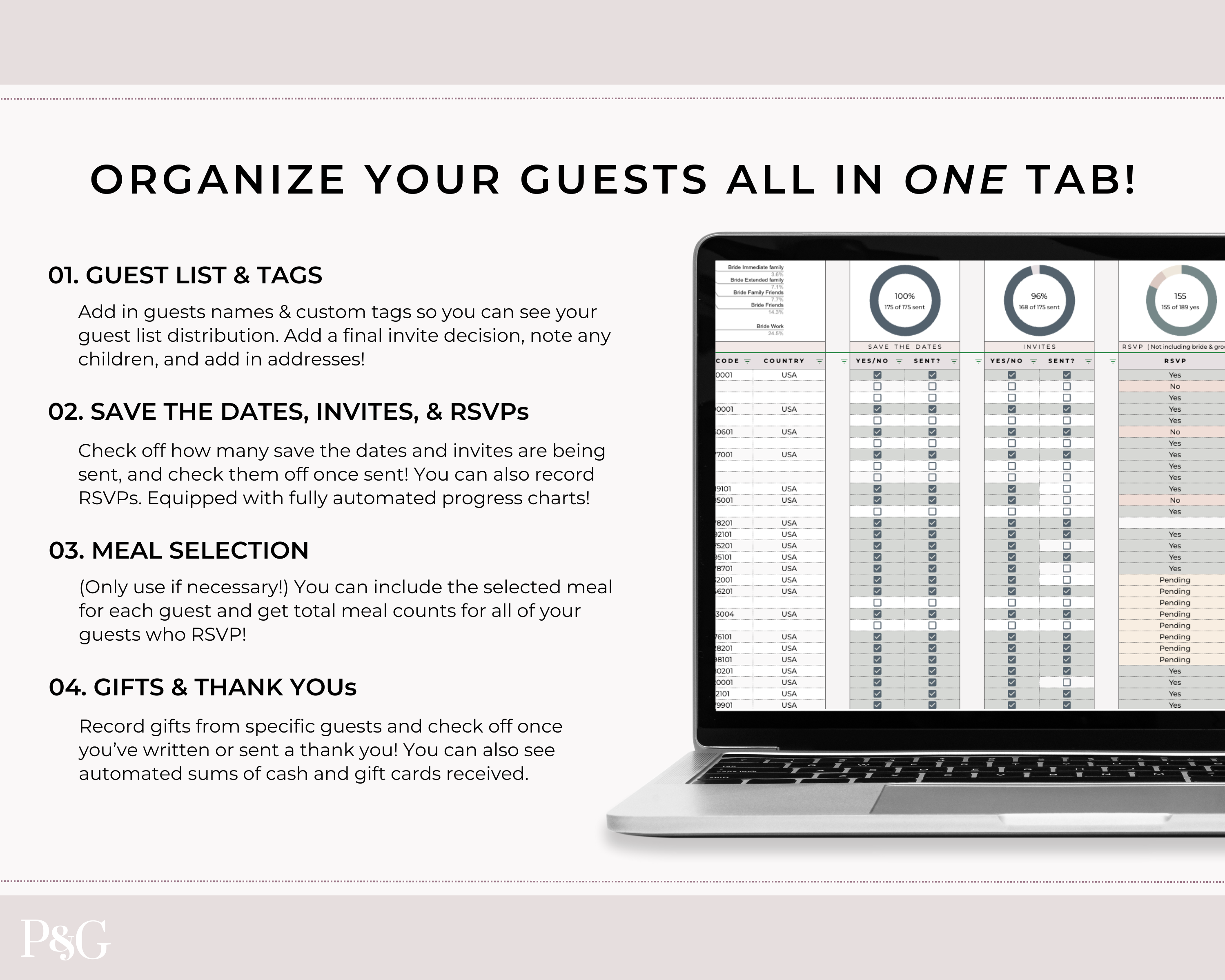 Wedding Guest List Spreadsheet Template for Google Sheets