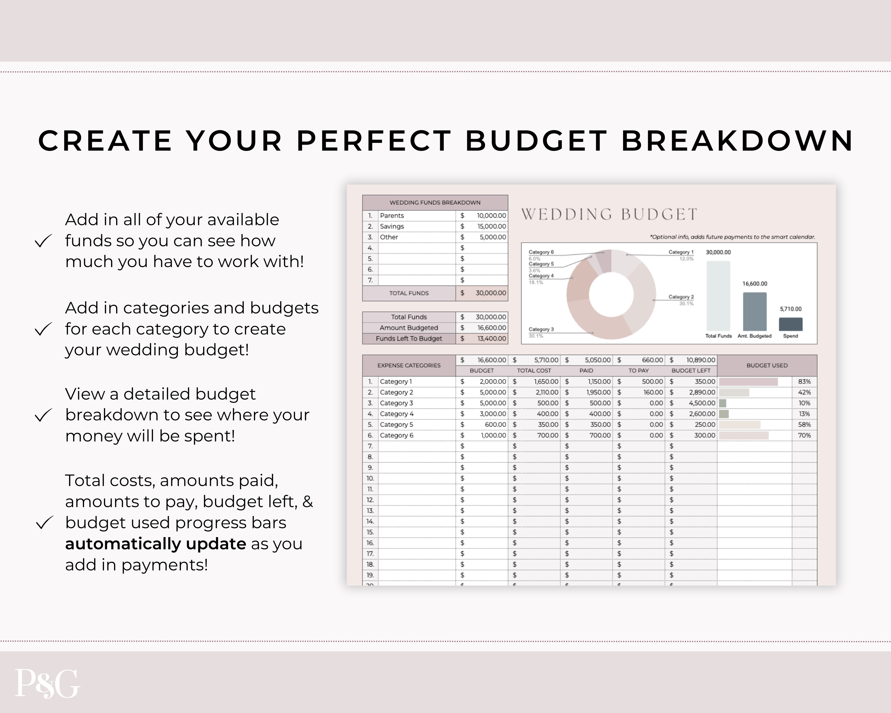 Wedding Budget Spreadsheet Template for Google Sheets (Version 2.0)