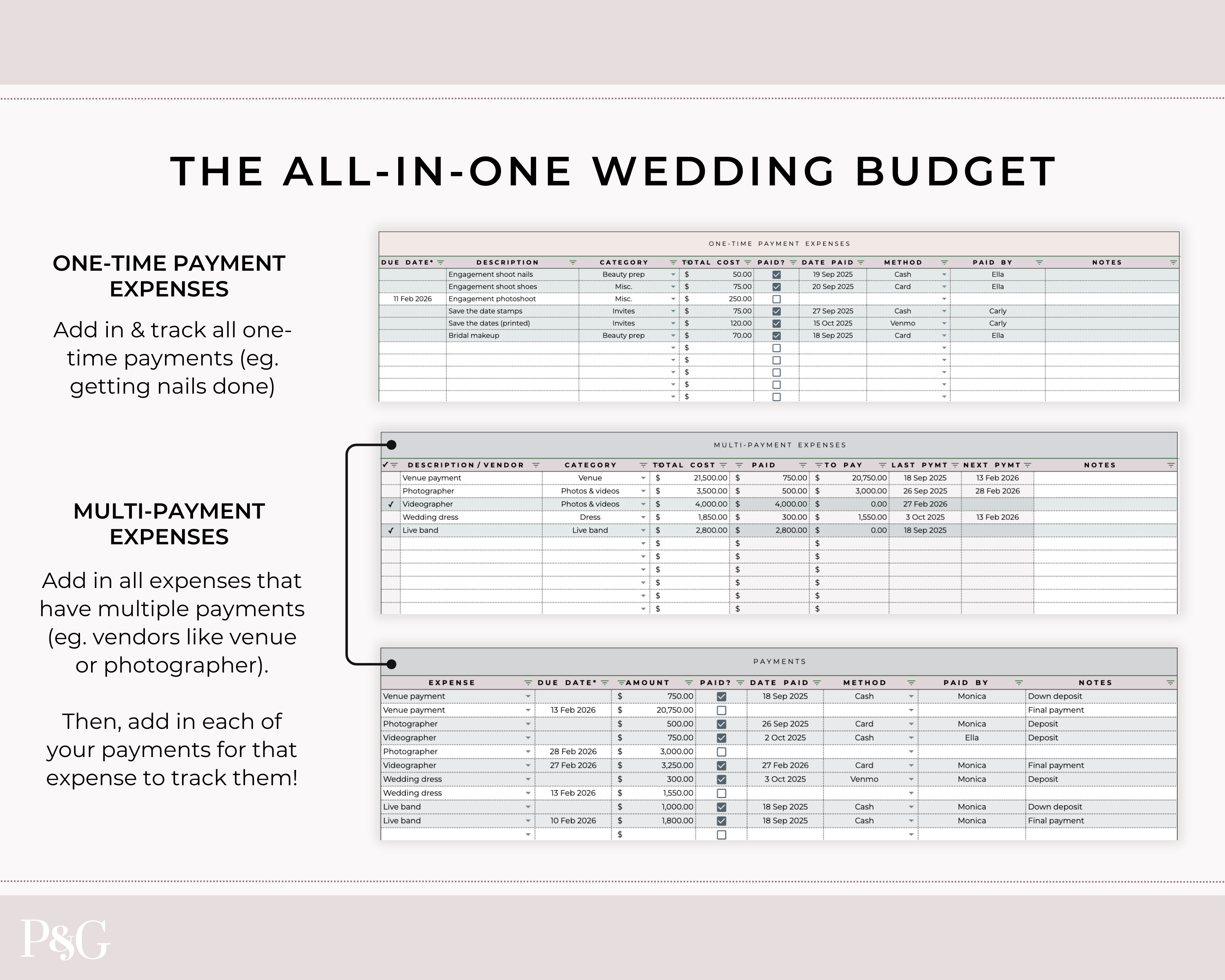 Wedding Budget Spreadsheet Template for Google Sheets