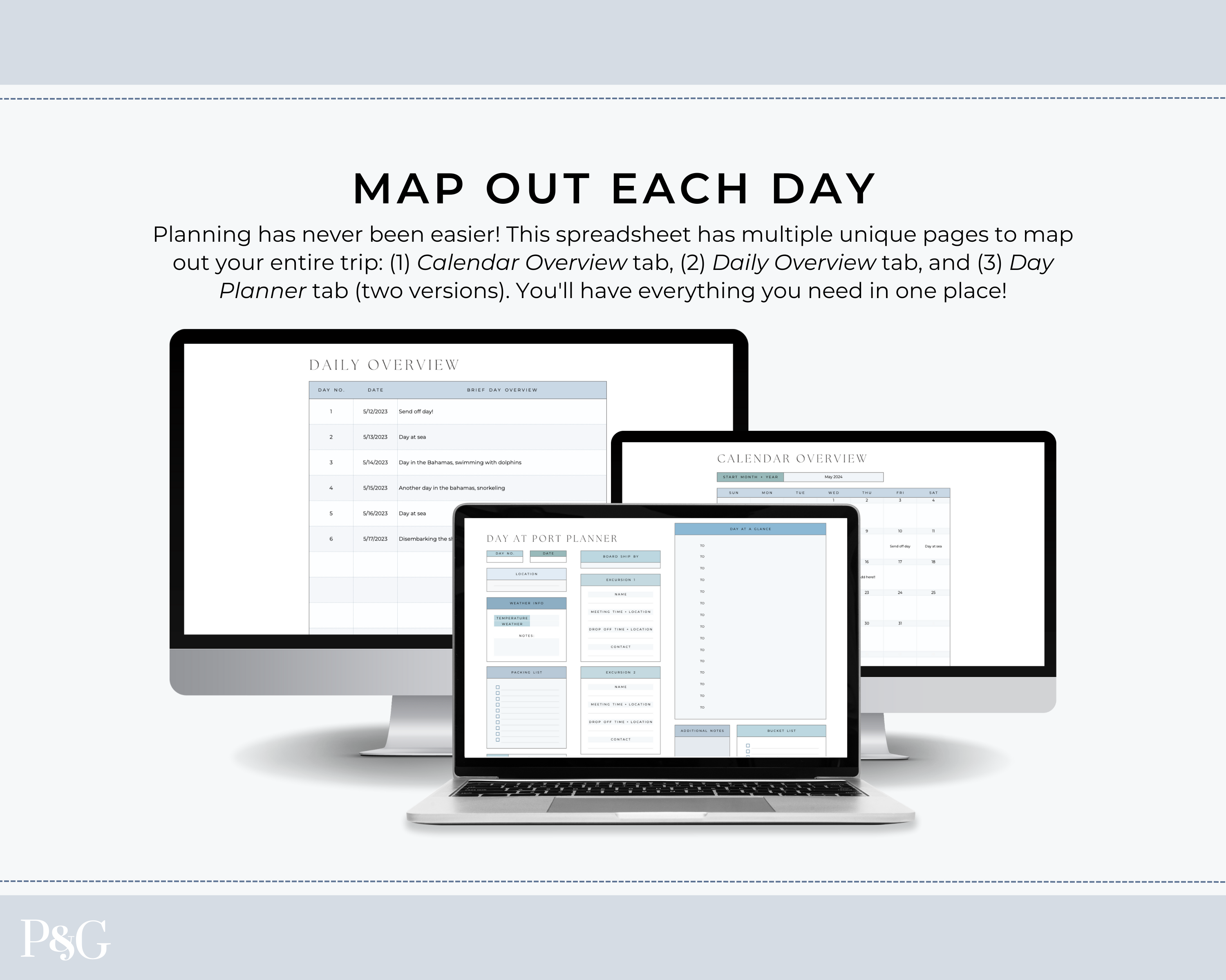 Cruise Planner Spreadsheet for Google Sheets (Commercial Multi-Client License)
