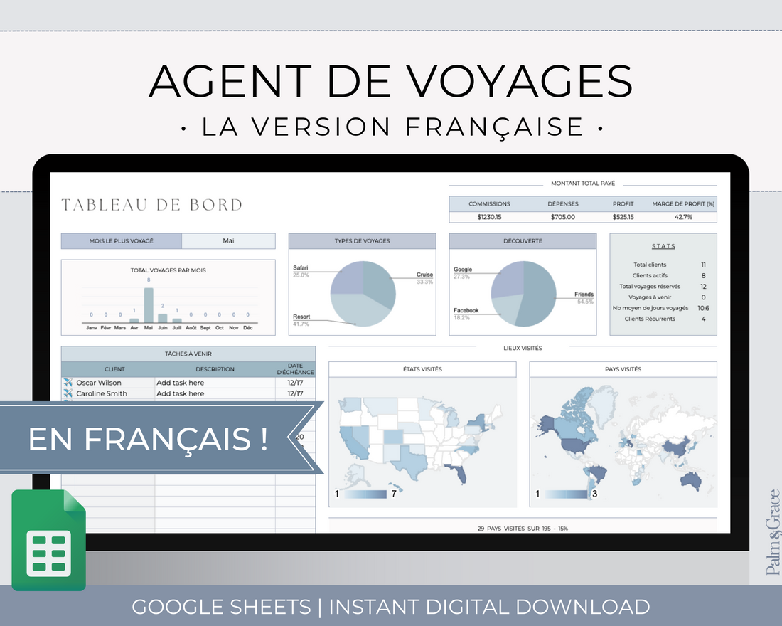 French travel agent spreadsheet
