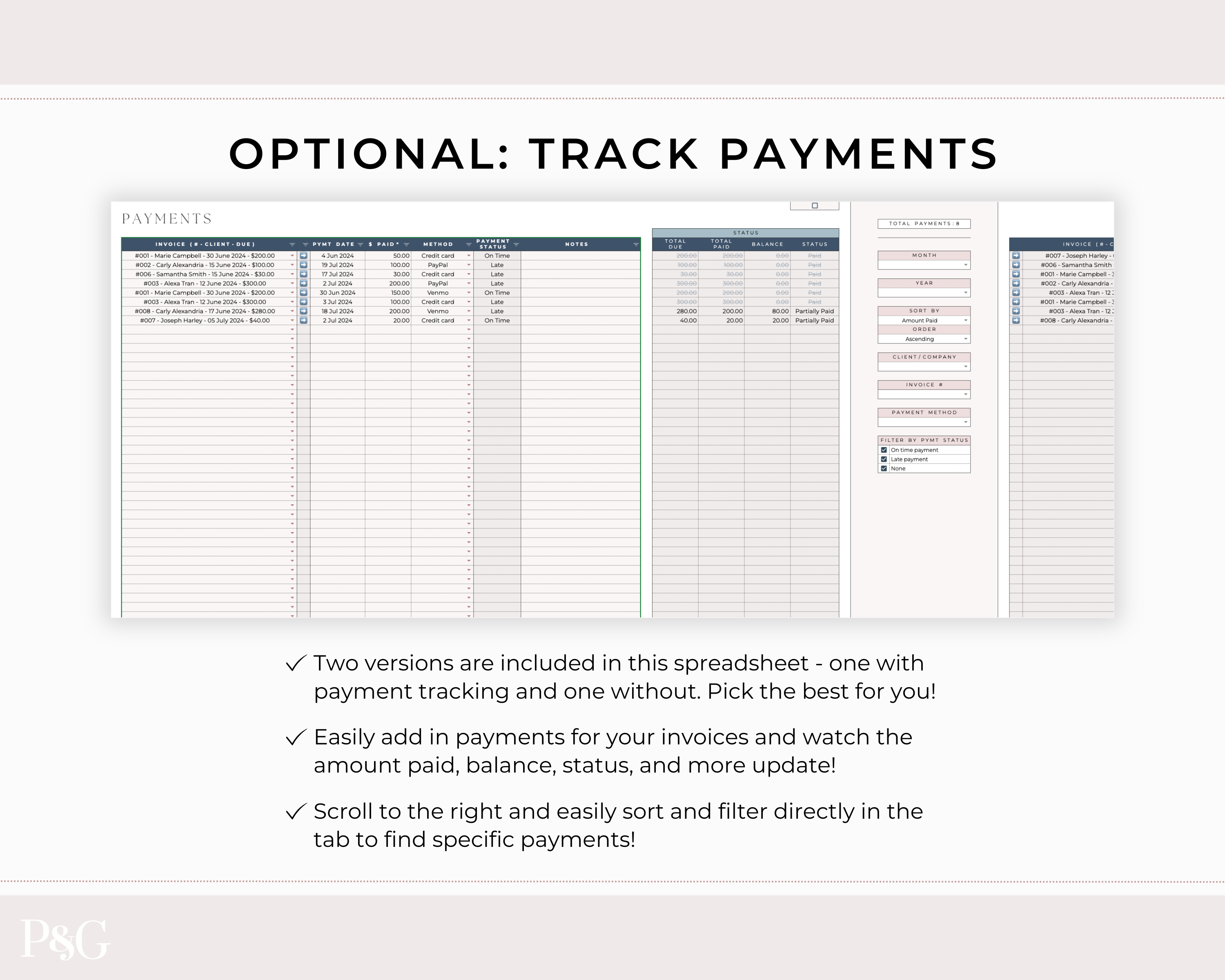 Invoice Tracker Spreadsheet for Google Sheets