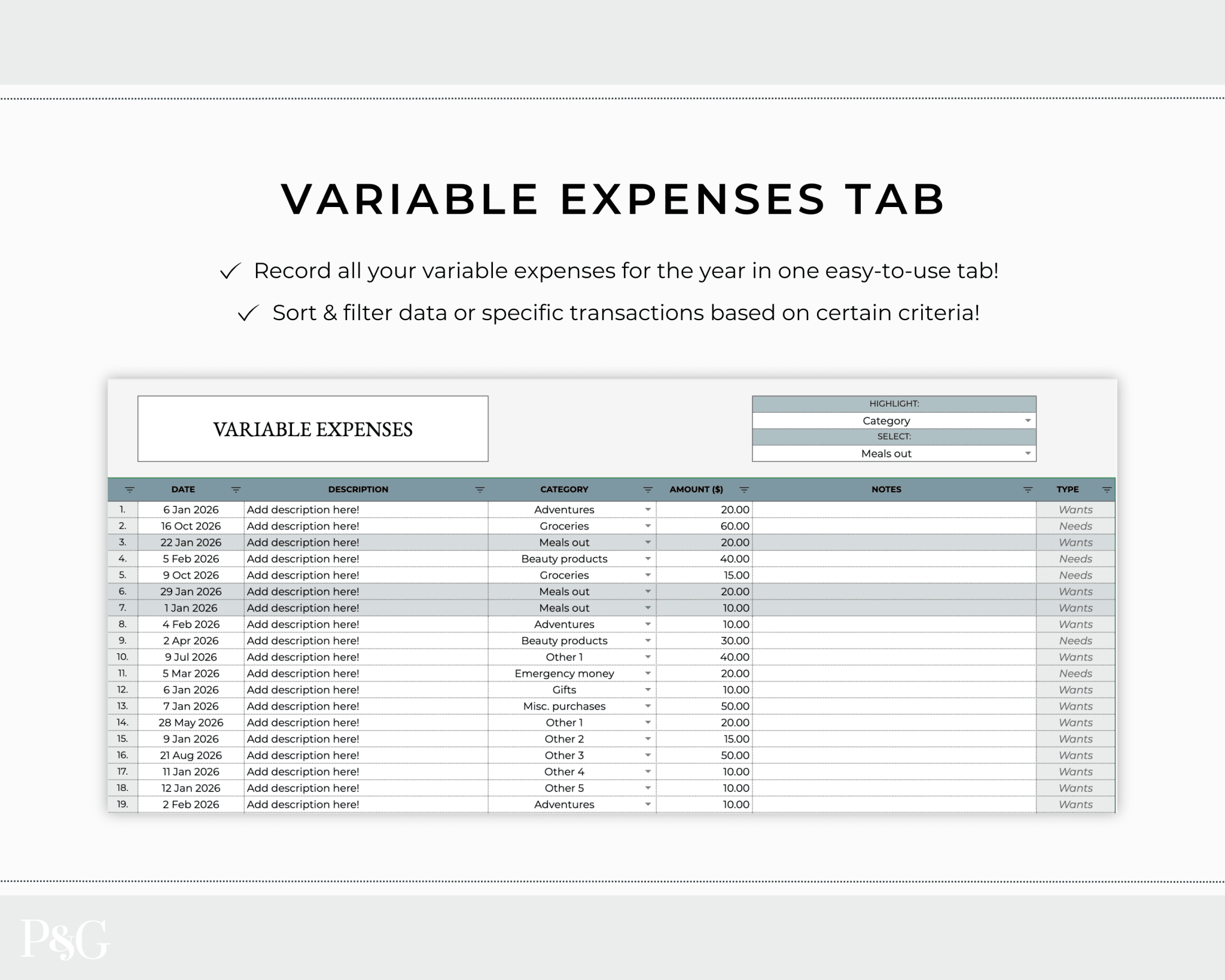 Annual Budget Spreadsheet Template For Google Sheets - Palm & Grace