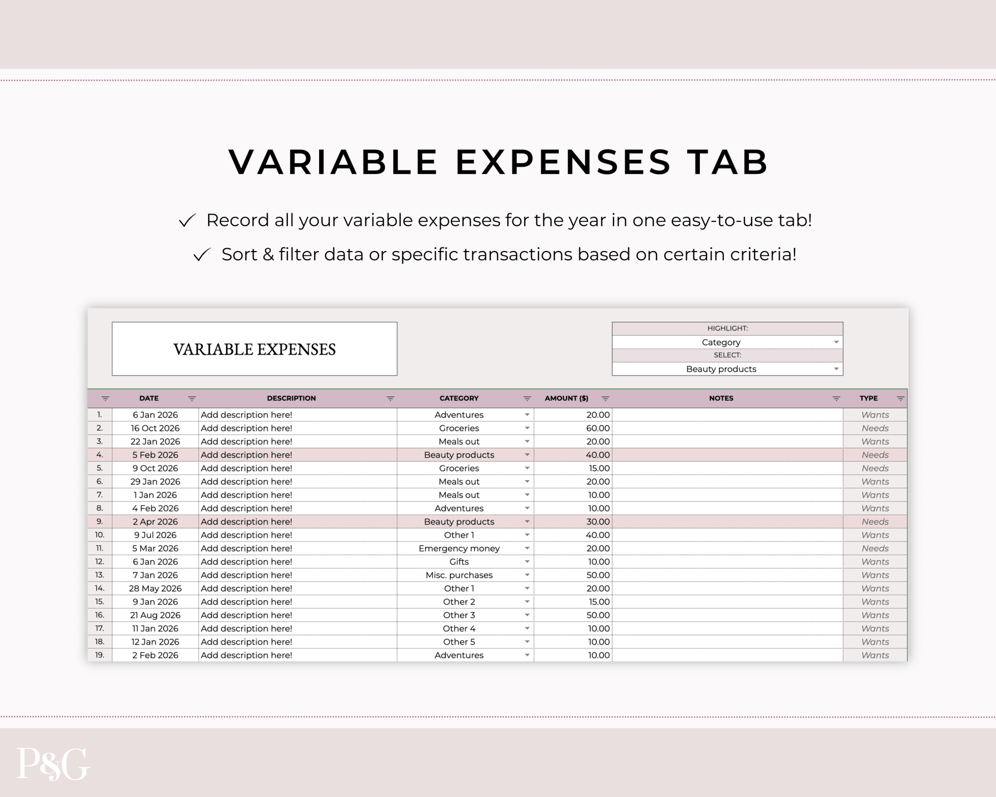 Annual Budget Spreadsheet Template For Google Sheets - Palm & Grace
