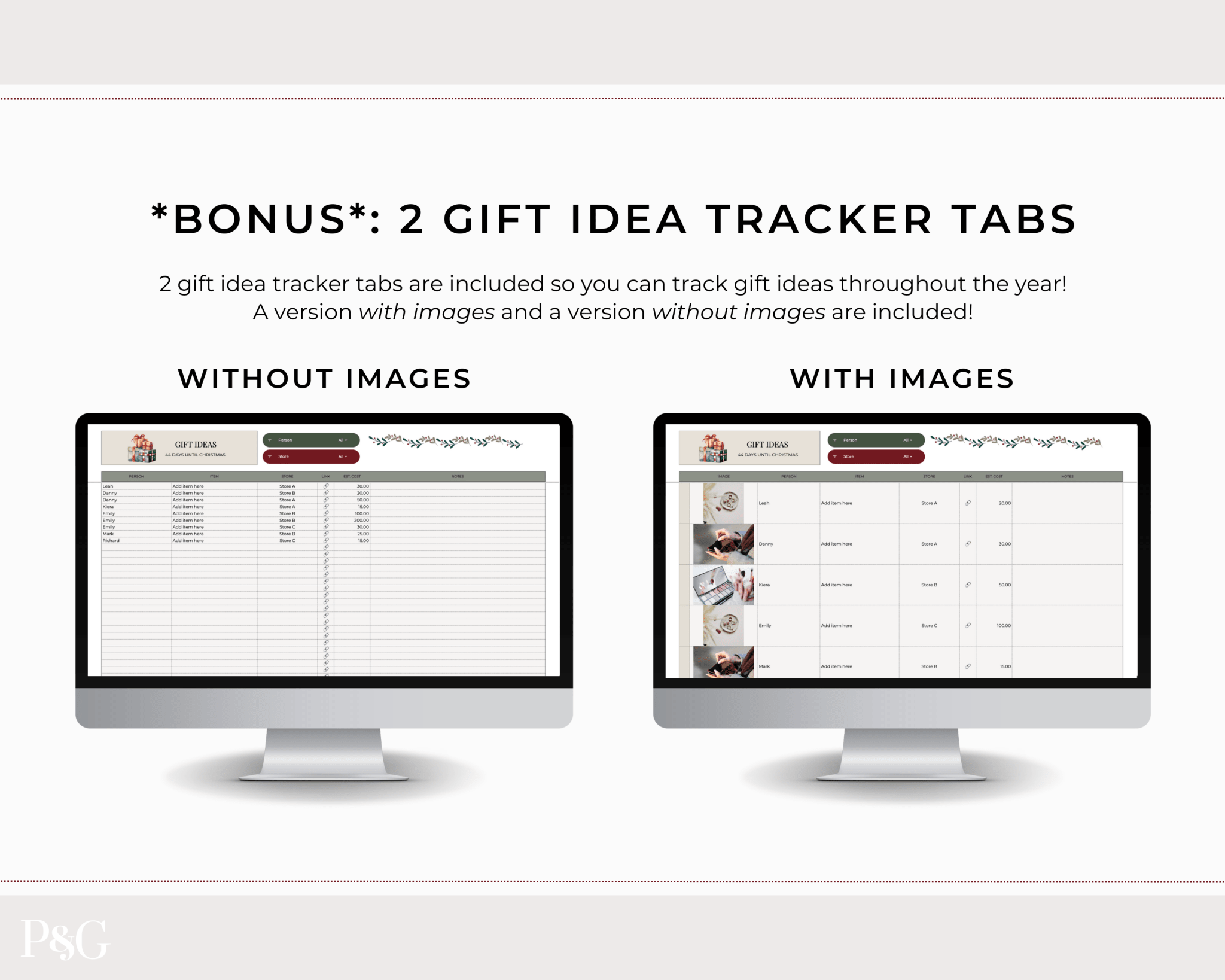 Christmas Planner Spreadsheet Template for Google Sheets - Palm & Grace
