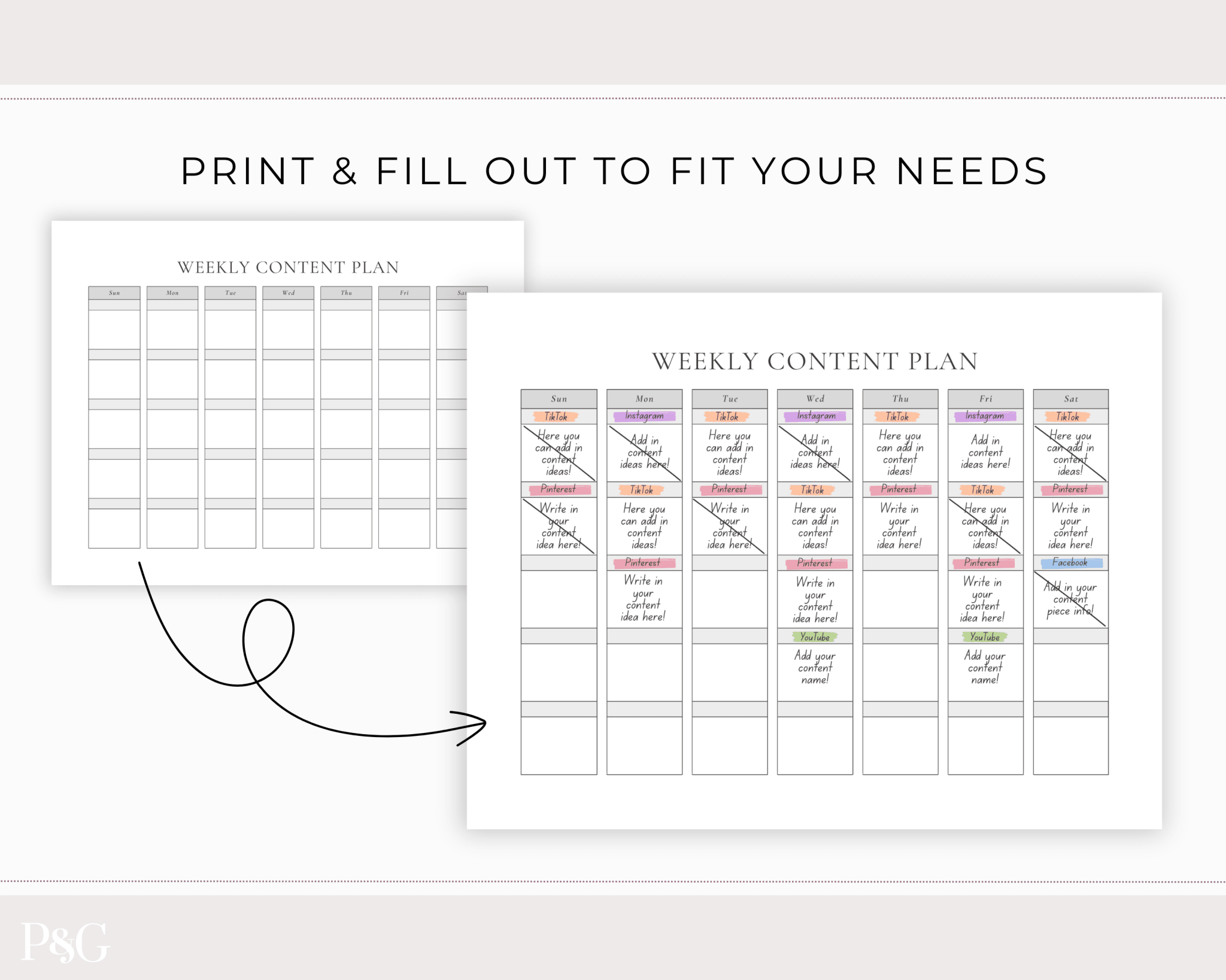 Content Planner Printable - Palm & Grace