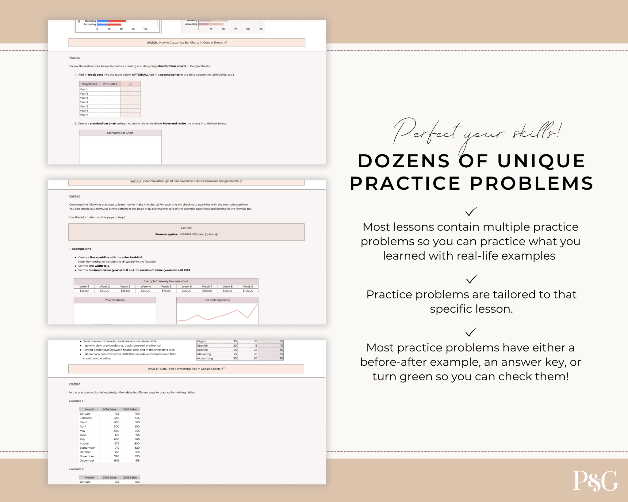 Crack The Code: Google Sheets Charts Workbook - Palm & Grace