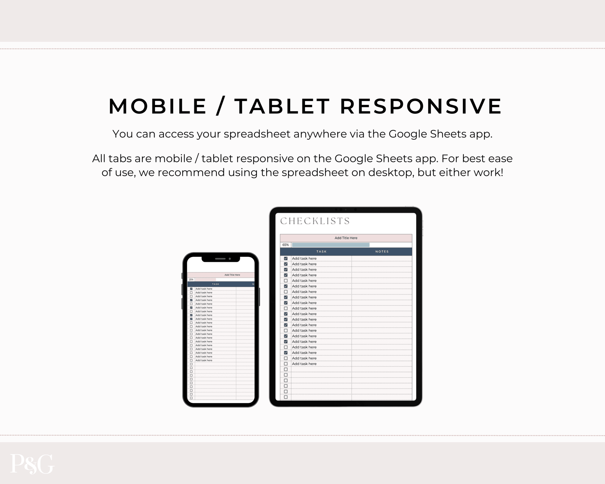 Easy Checklists Template for Google Sheets - Palm & Grace