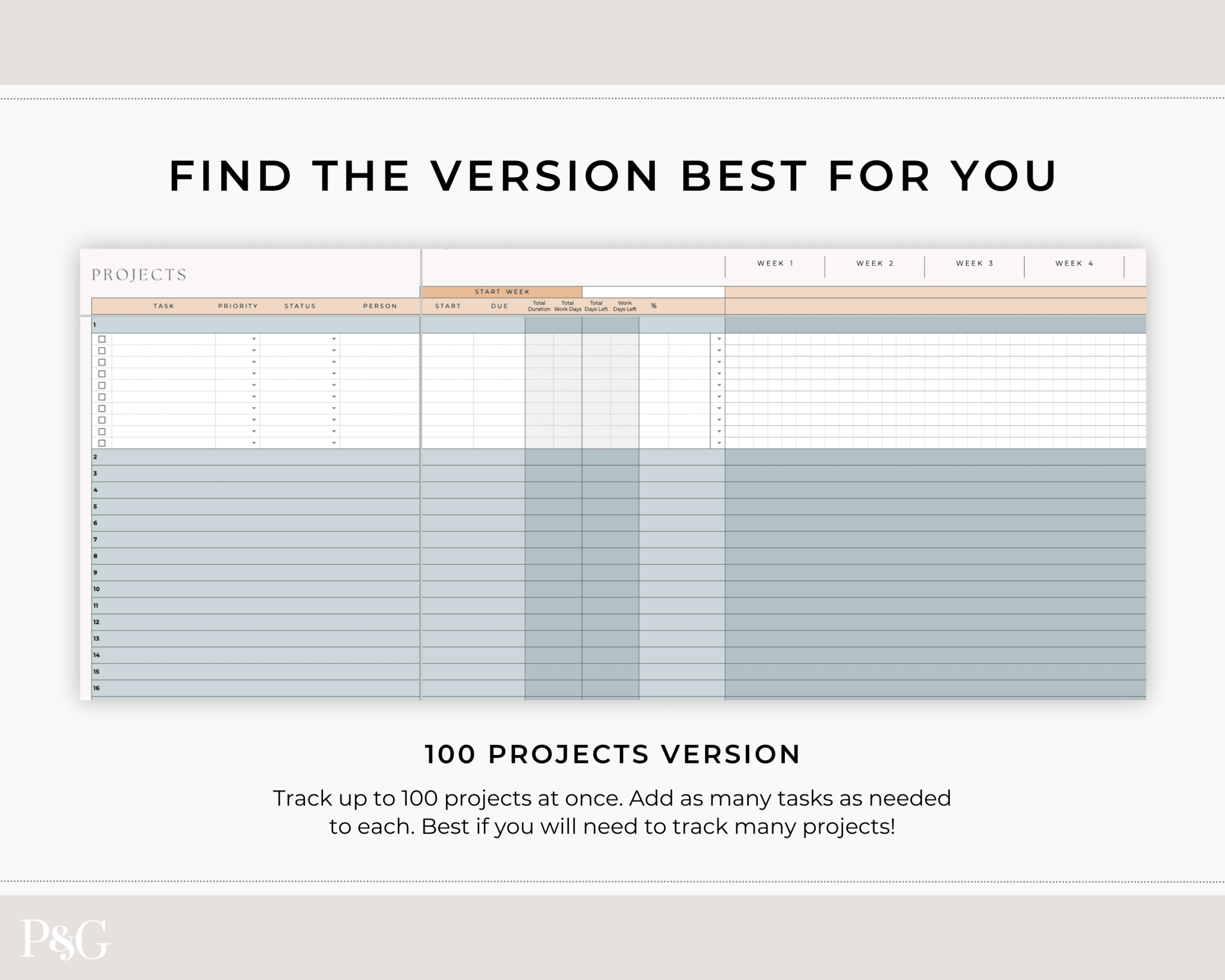 Gantt Chart Project Management Template for Google Sheets - Palm & Grace