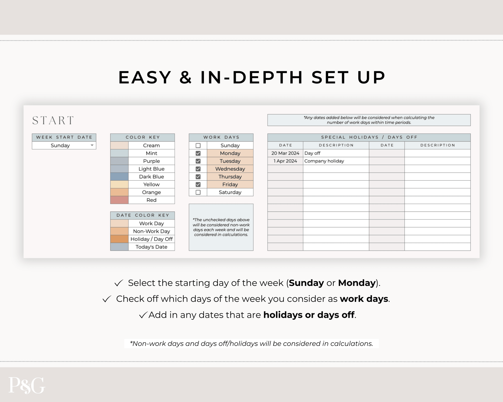 Gantt Chart Project Management Template for Google Sheets - Palm & Grace