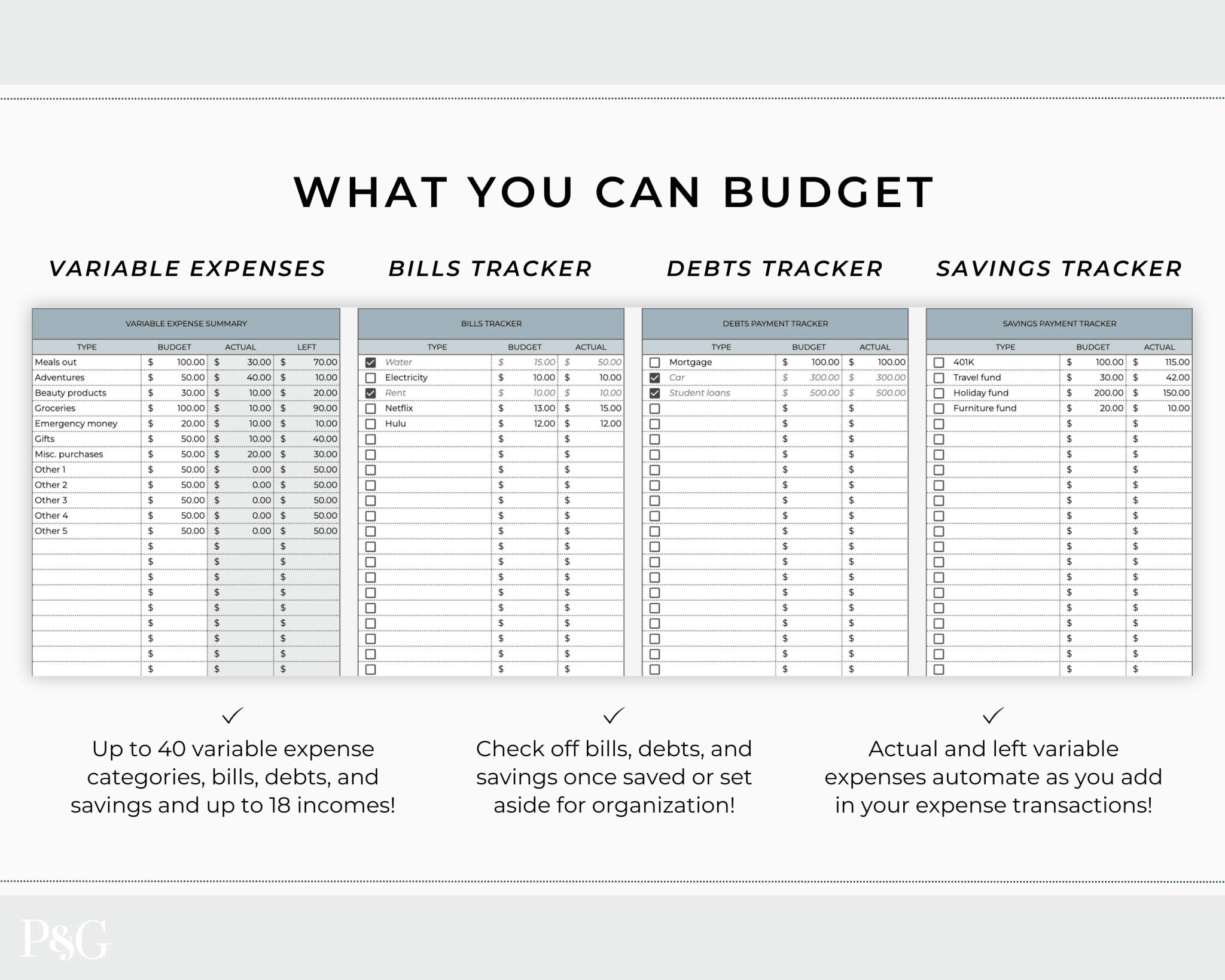 Monthly Budget Spreadsheet Template for Google Sheets - Palm & Grace