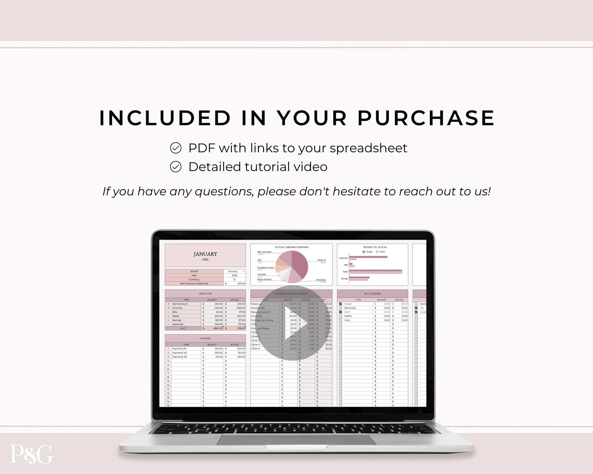 Monthly Budget Spreadsheet Template for Google Sheets - Palm & Grace