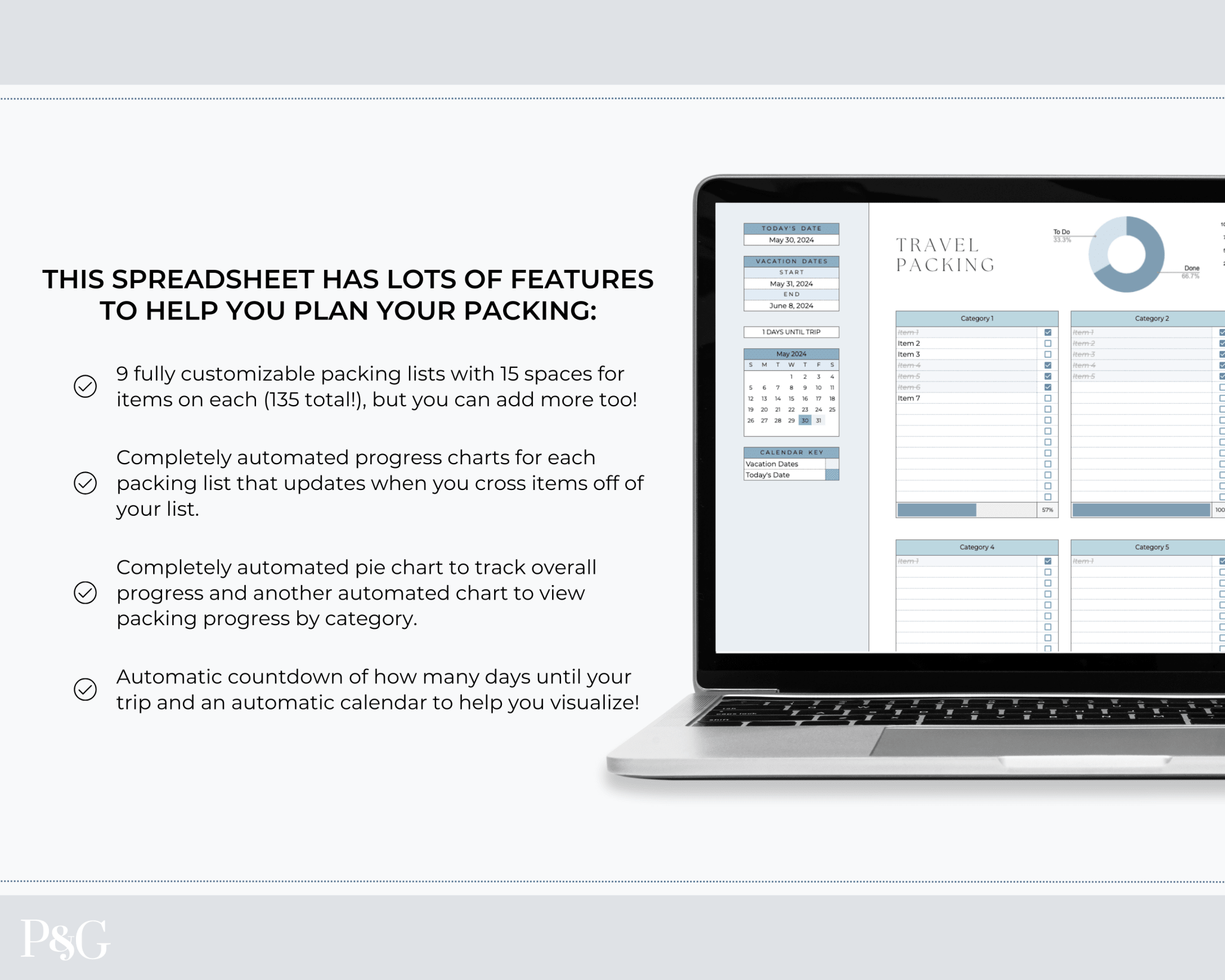 Packing List Template for Google Sheets (Commercial Multi - Client License) - Palm & Grace