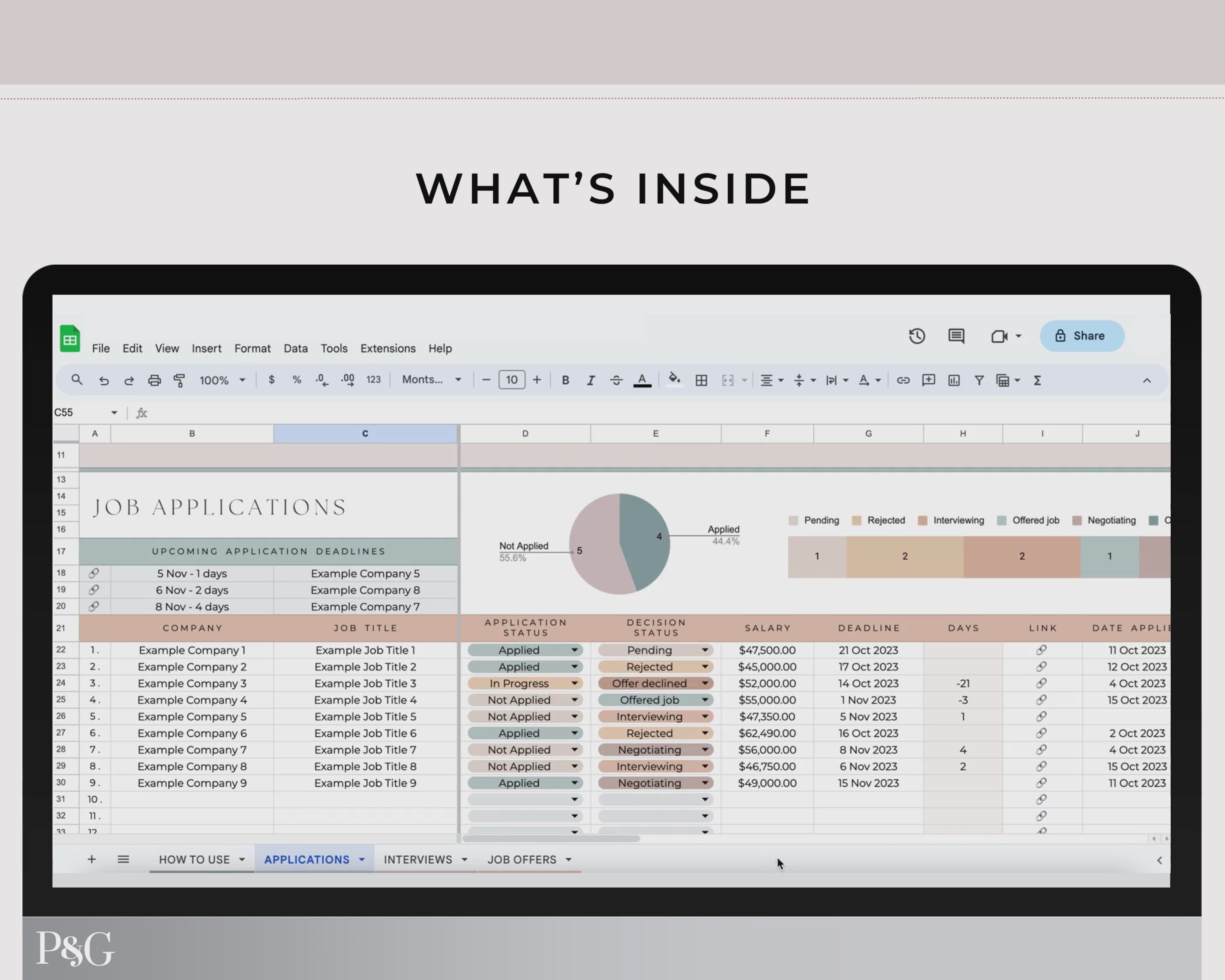 Job Application Tracker Spreadsheet for Google Sheets