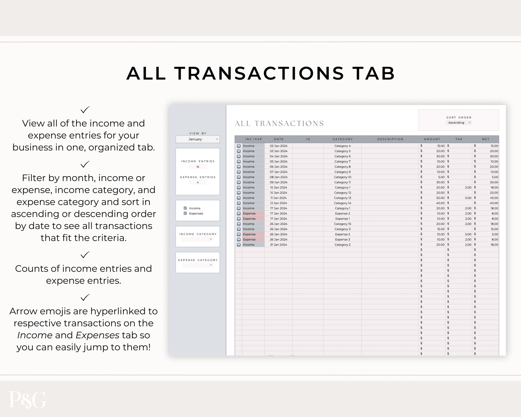 Small Business Bookkeeping Spreadsheet Template For Google Sheets - Palm & Grace
