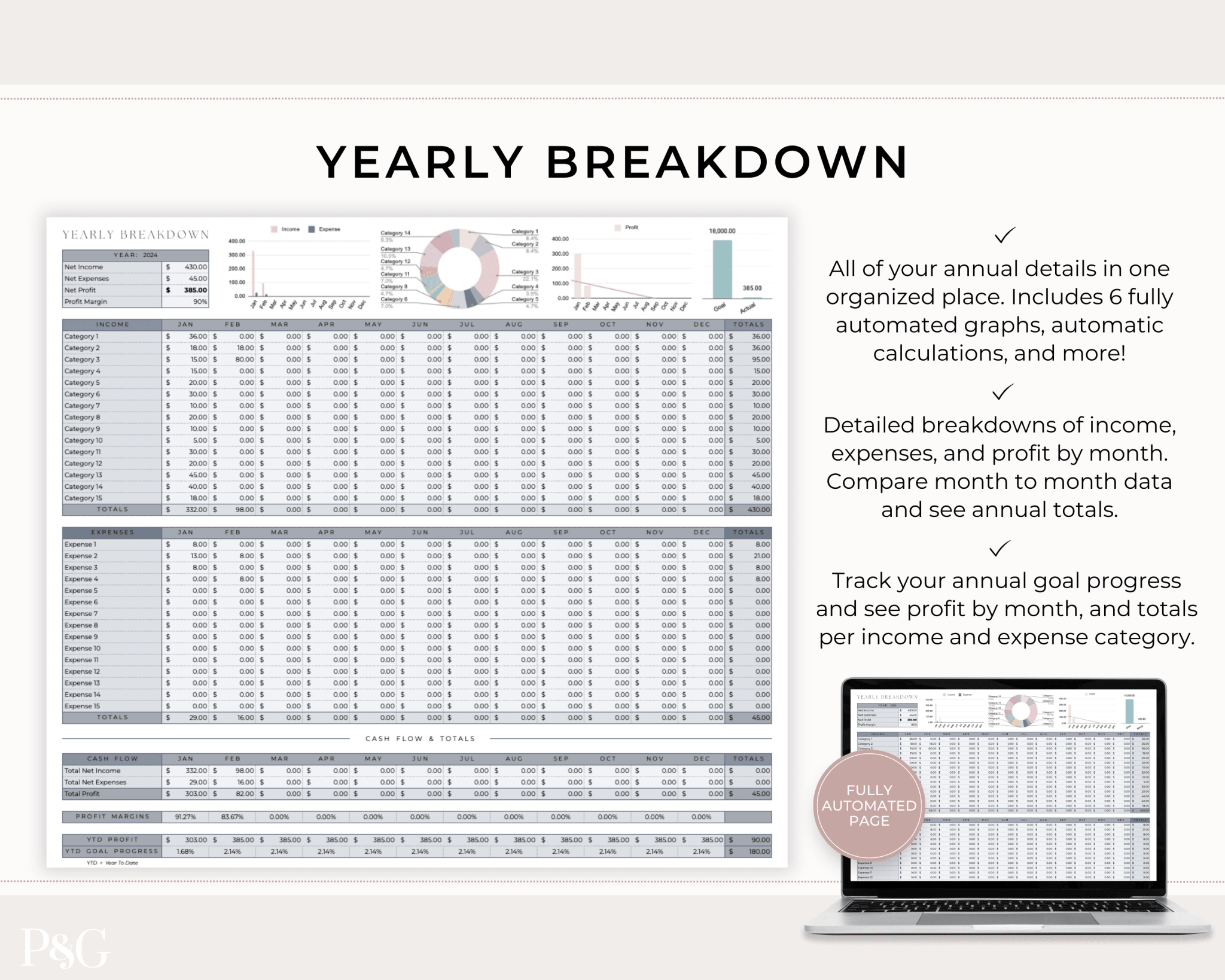 Small Business Bookkeeping Spreadsheet Template For Google Sheets - Palm & Grace