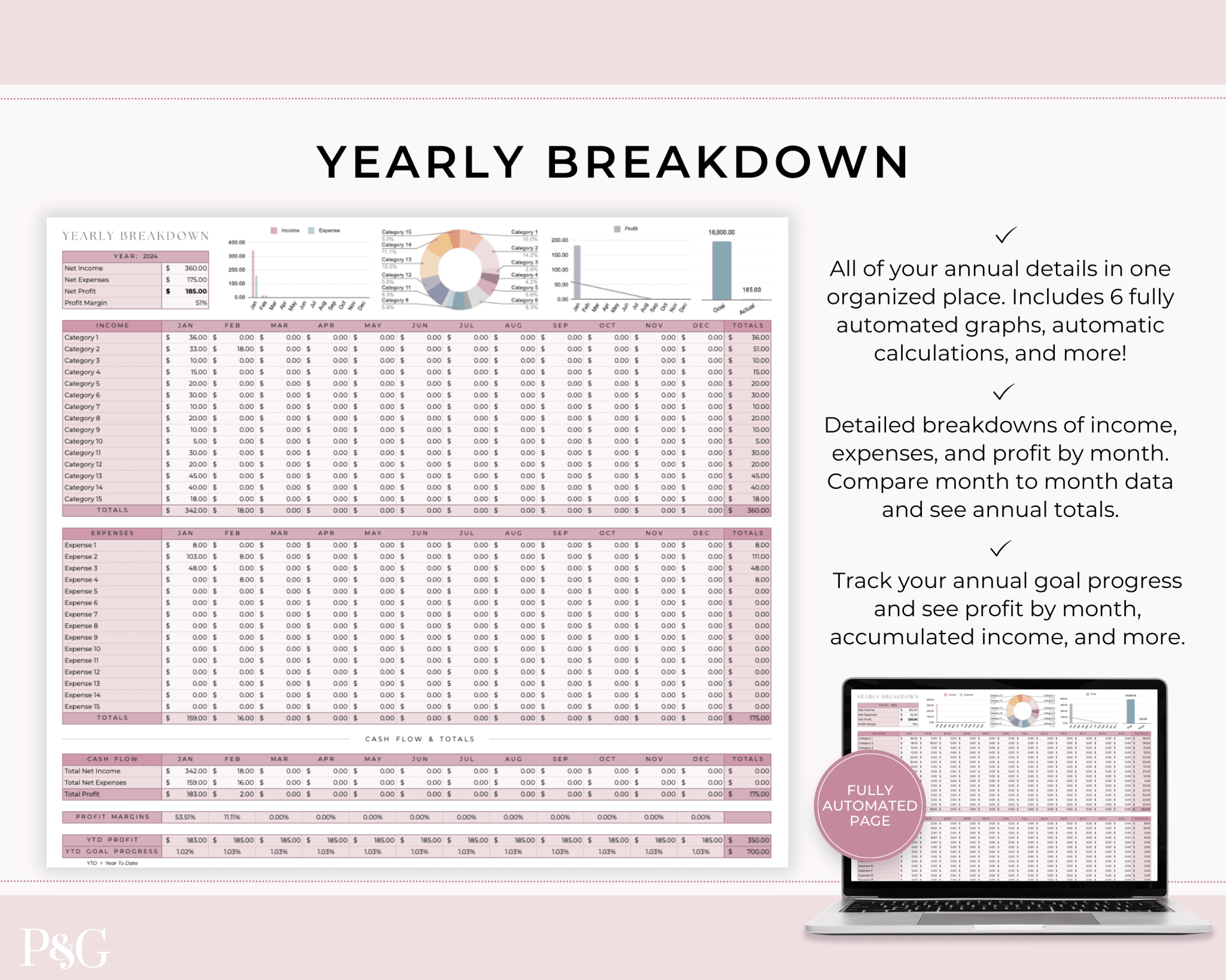 Small Business Bookkeeping Spreadsheet Template For Google Sheets - Palm & Grace