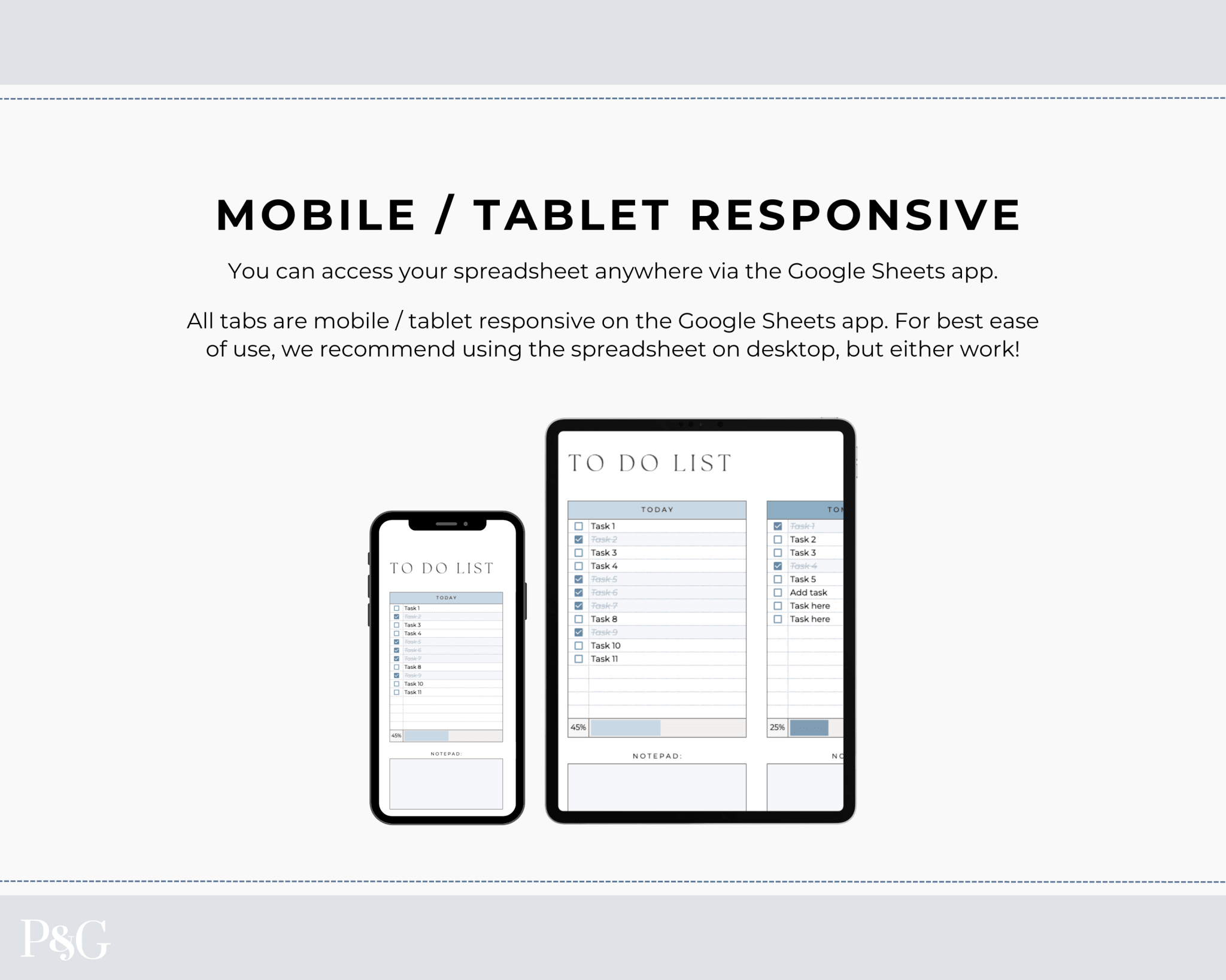 To Do List Spreadsheet Template for Google Sheets - Palm & Grace