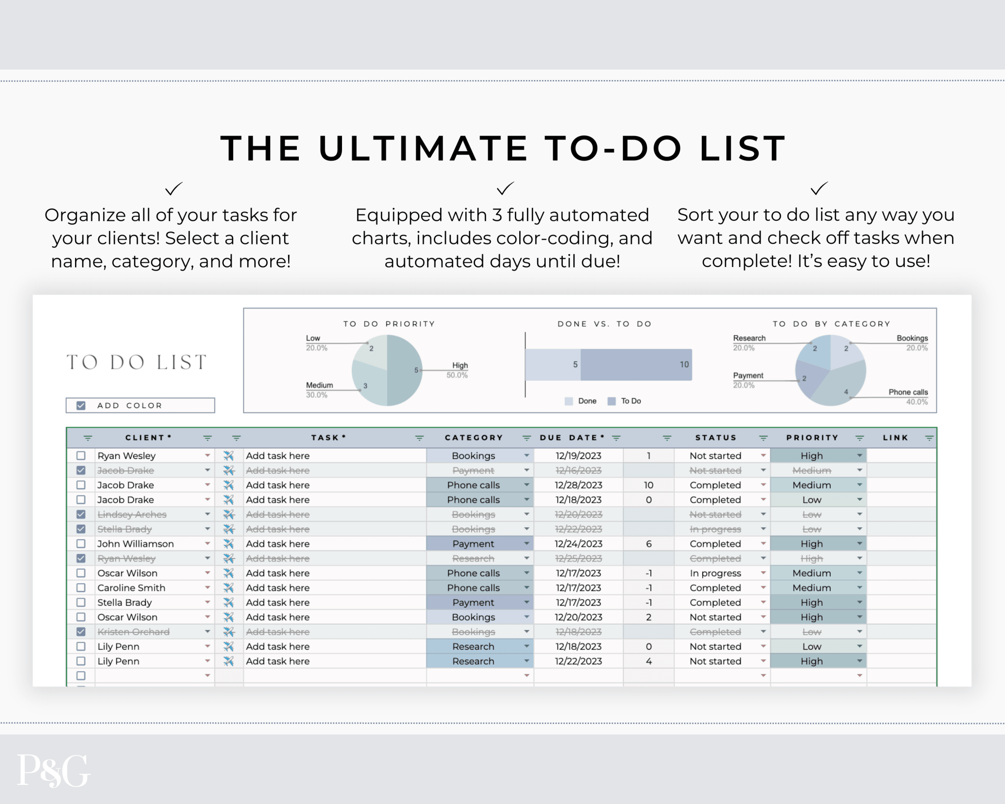 Travel Agent Planner Spreadsheet for Google Sheets - Palm & Grace
