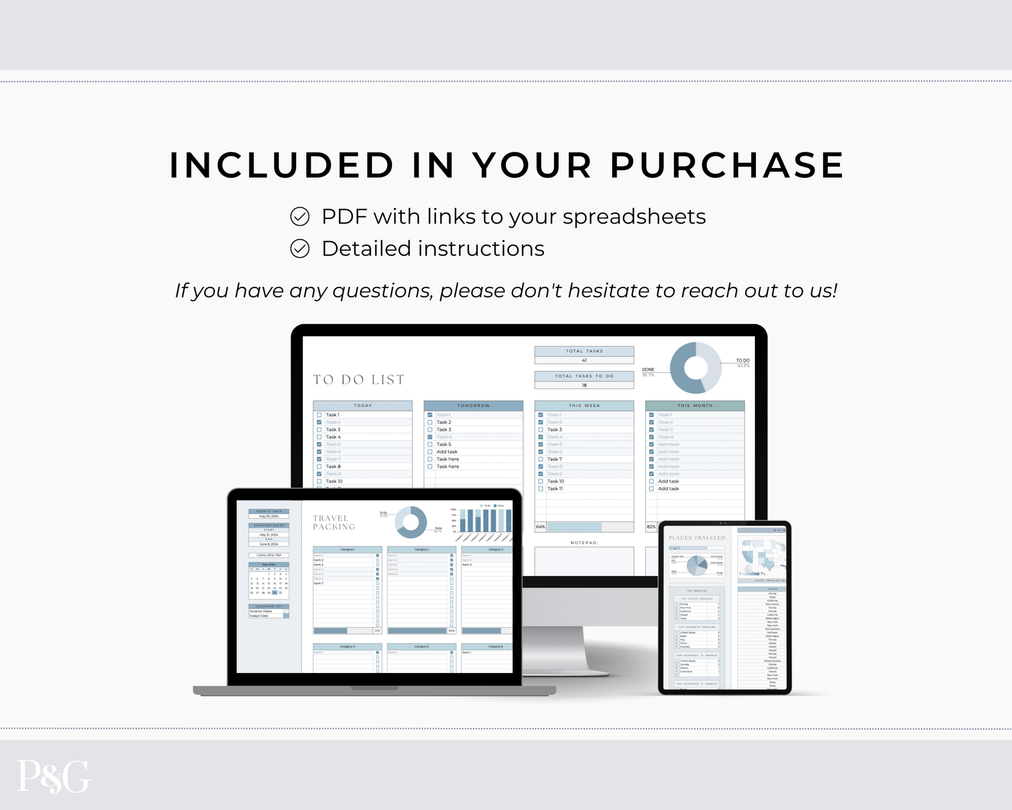 Travel Spreadsheet BUNDLE for Google Sheets - Palm & Grace