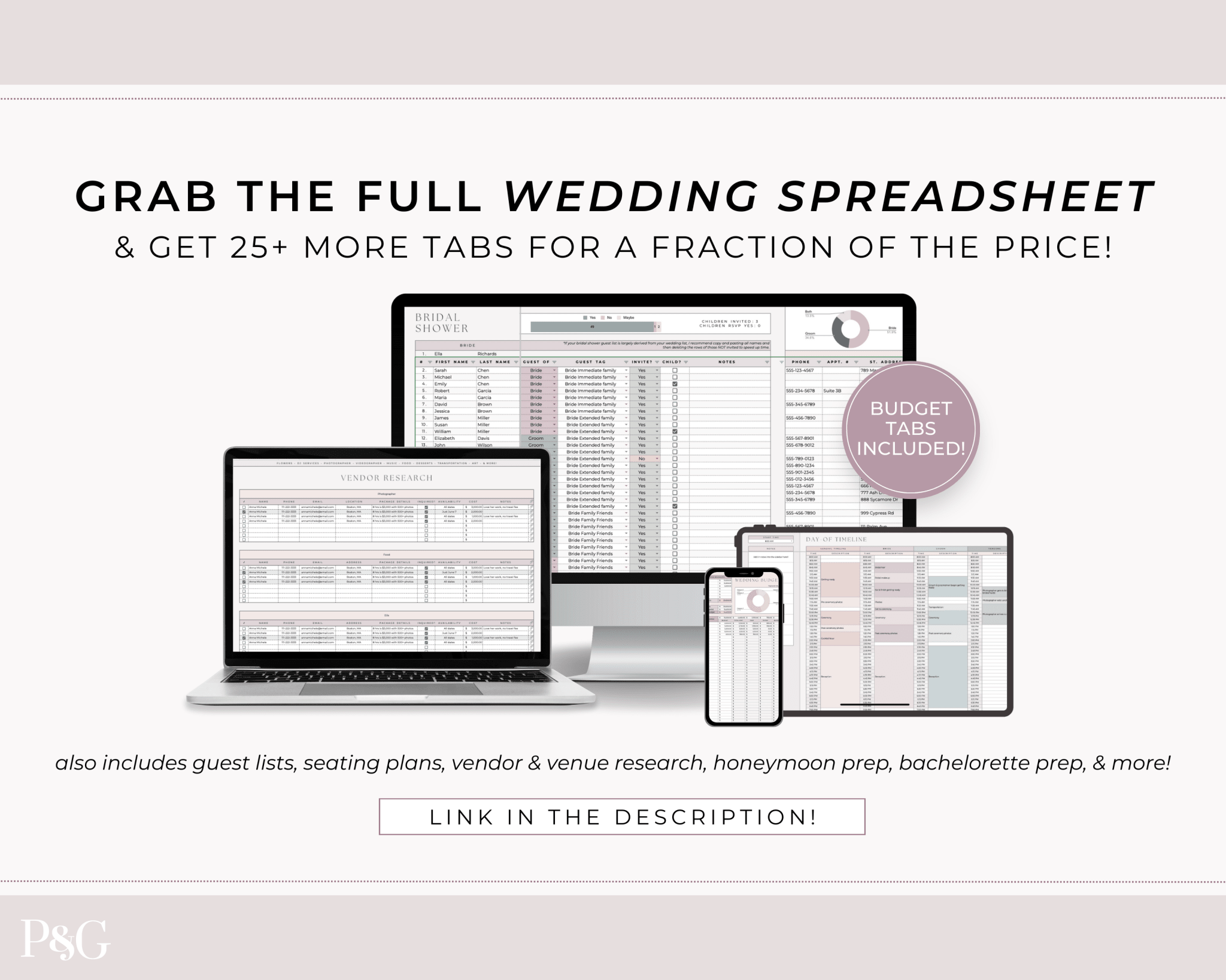 Wedding Budget Spreadsheet Template for Google Sheets (Version 2.0) - Palm & Grace