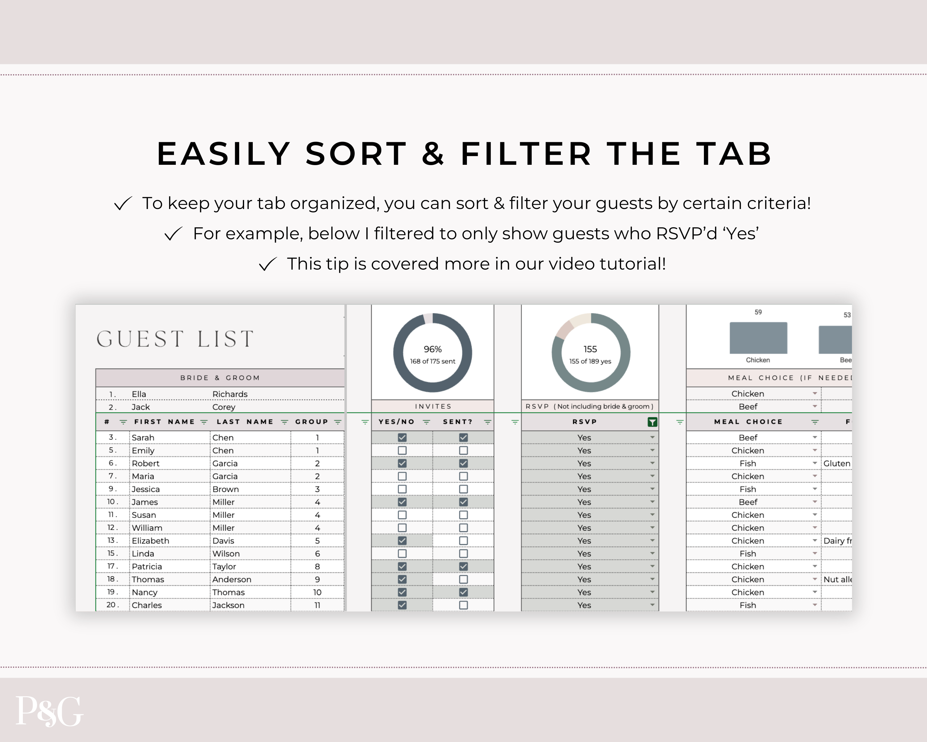 Wedding Guest List Spreadsheet Template for Google Sheets