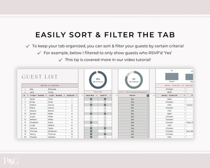Wedding Guest List Spreadsheet Template for Google Sheets