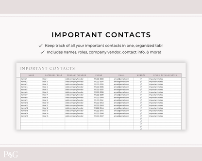 Wedding Venue and Vendor Comparison Spreadsheet for Google Sheets