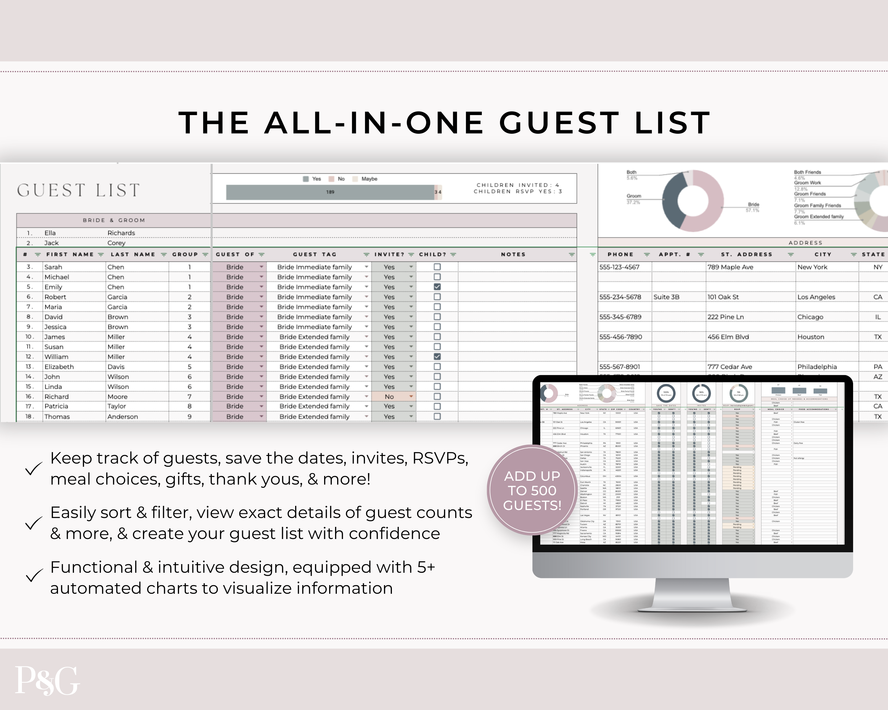 Wedding Planner Spreadsheet Template For Google Sheets (Commercial Multi-Client License)
