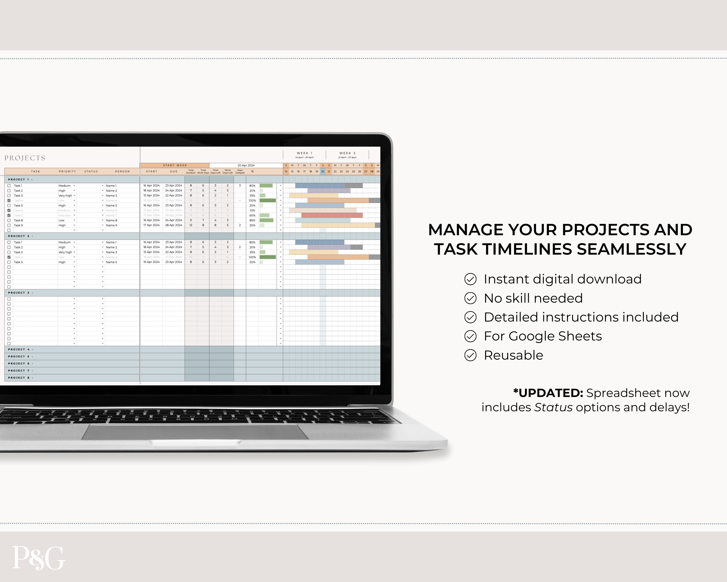 Gantt Chart Project Management Template for Google Sheets