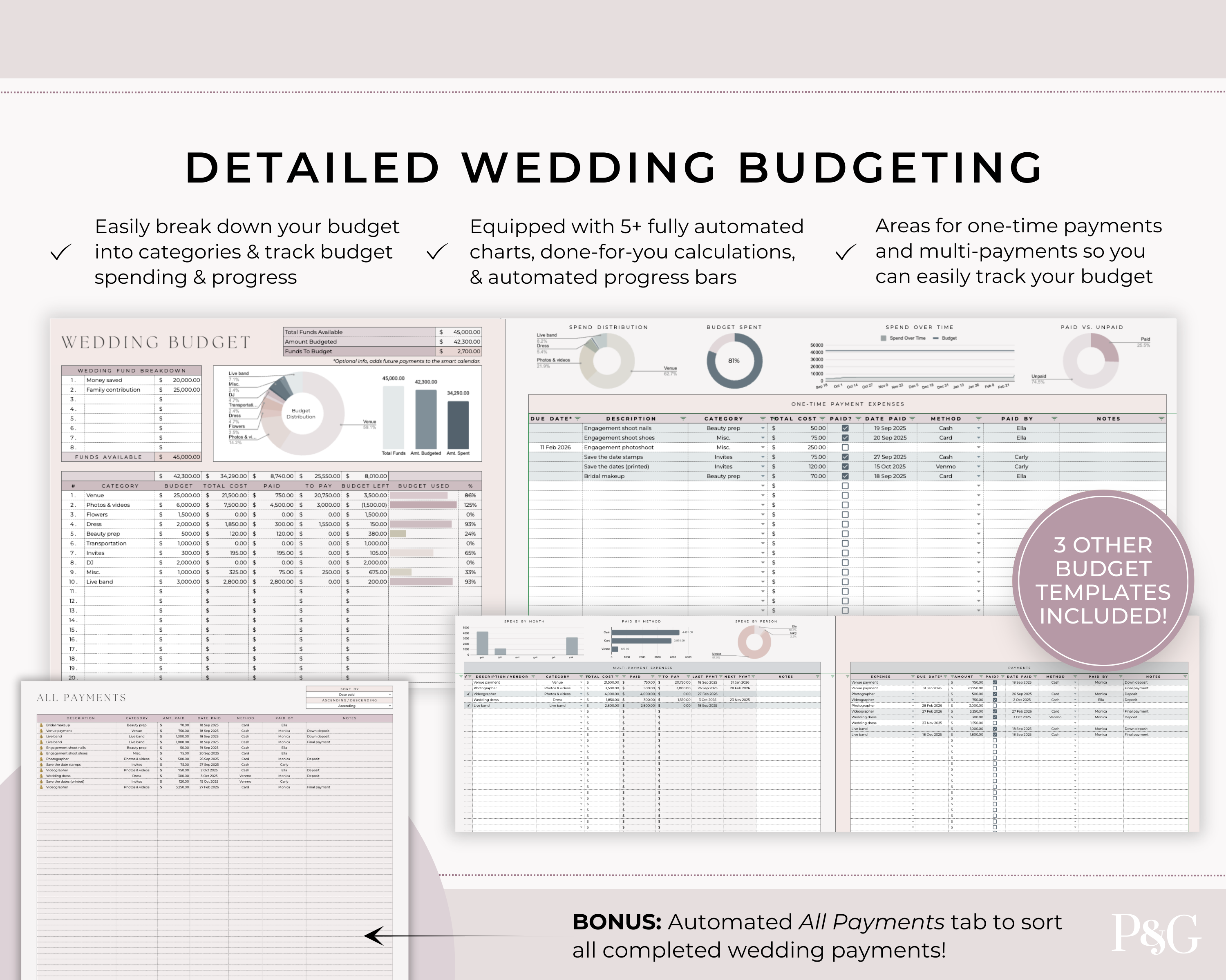 Wedding Planner Spreadsheet Template For Google Sheets (Commercial Multi-Client License)