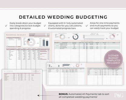 Wedding Planner Spreadsheet Template For Google Sheets (Commercial Multi-Client License)