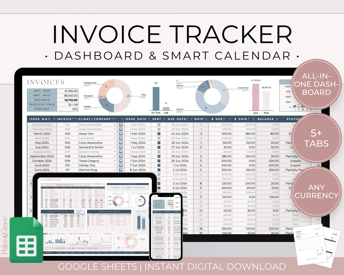 Google Sheets invoice tracker template