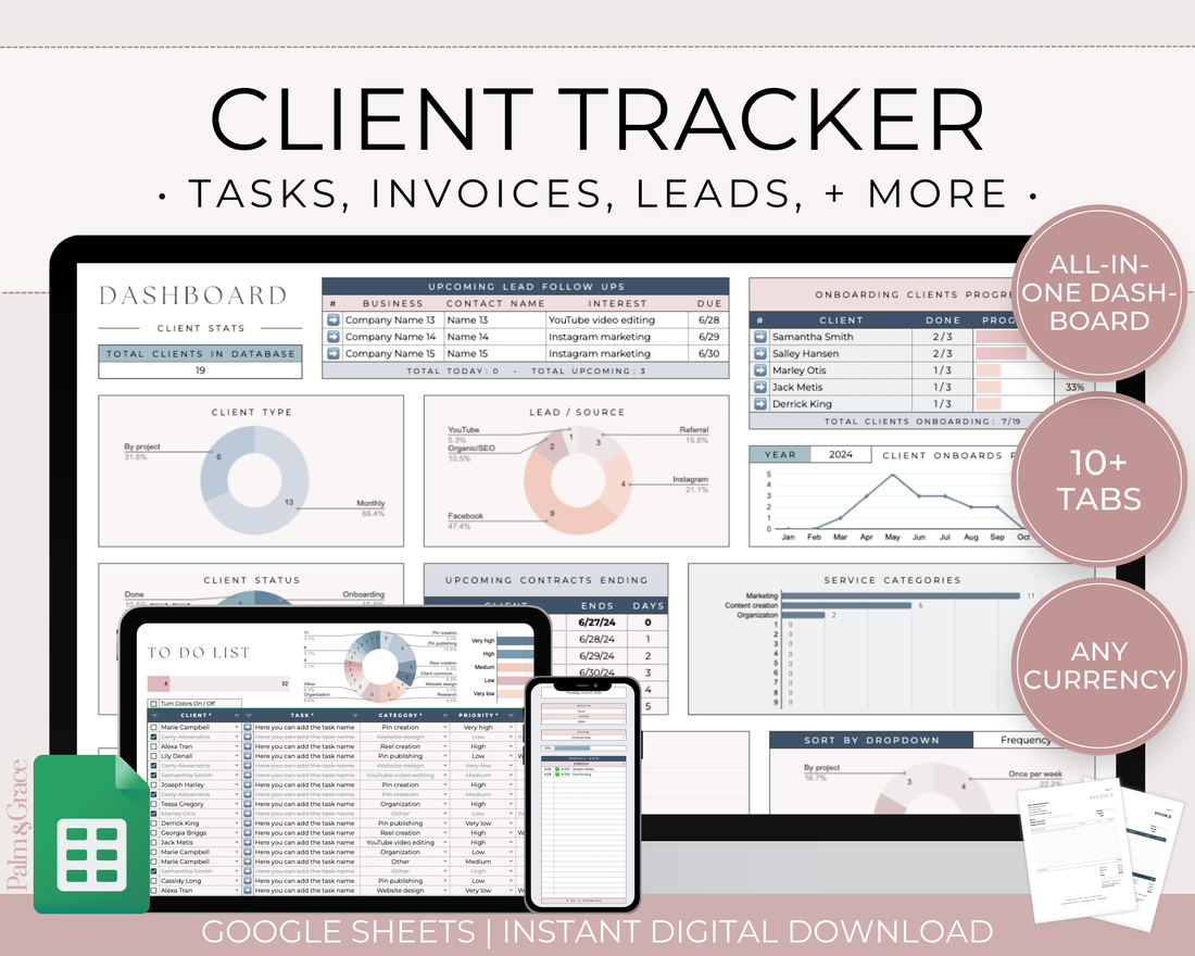 Client Tracker Spreadsheet Template for Google Sheets