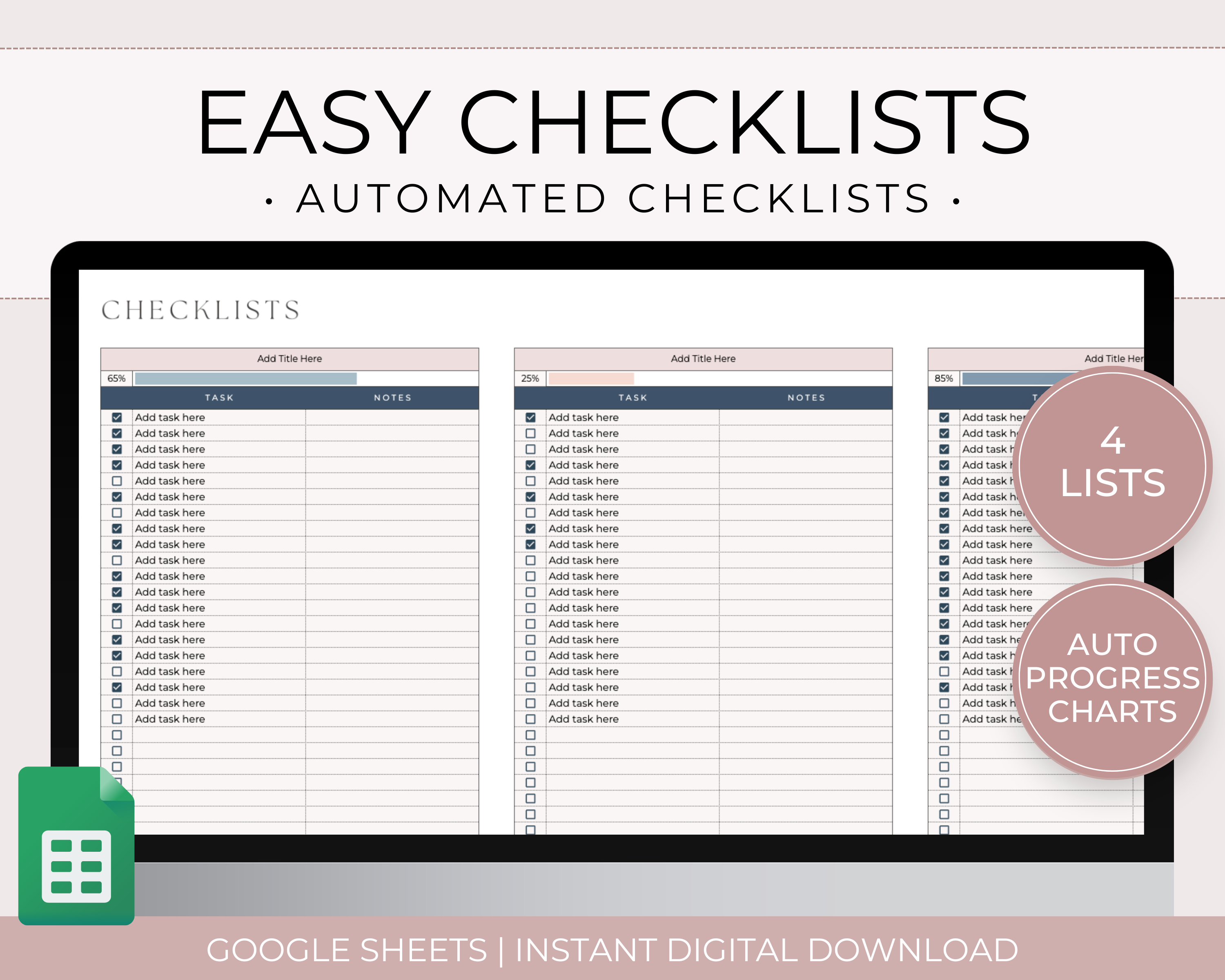 Easy Checklists Template for Google Sheets