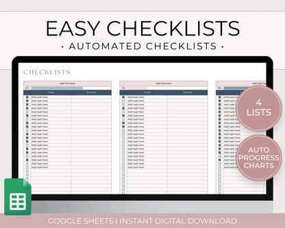 Easy Checklists Template for Google Sheets