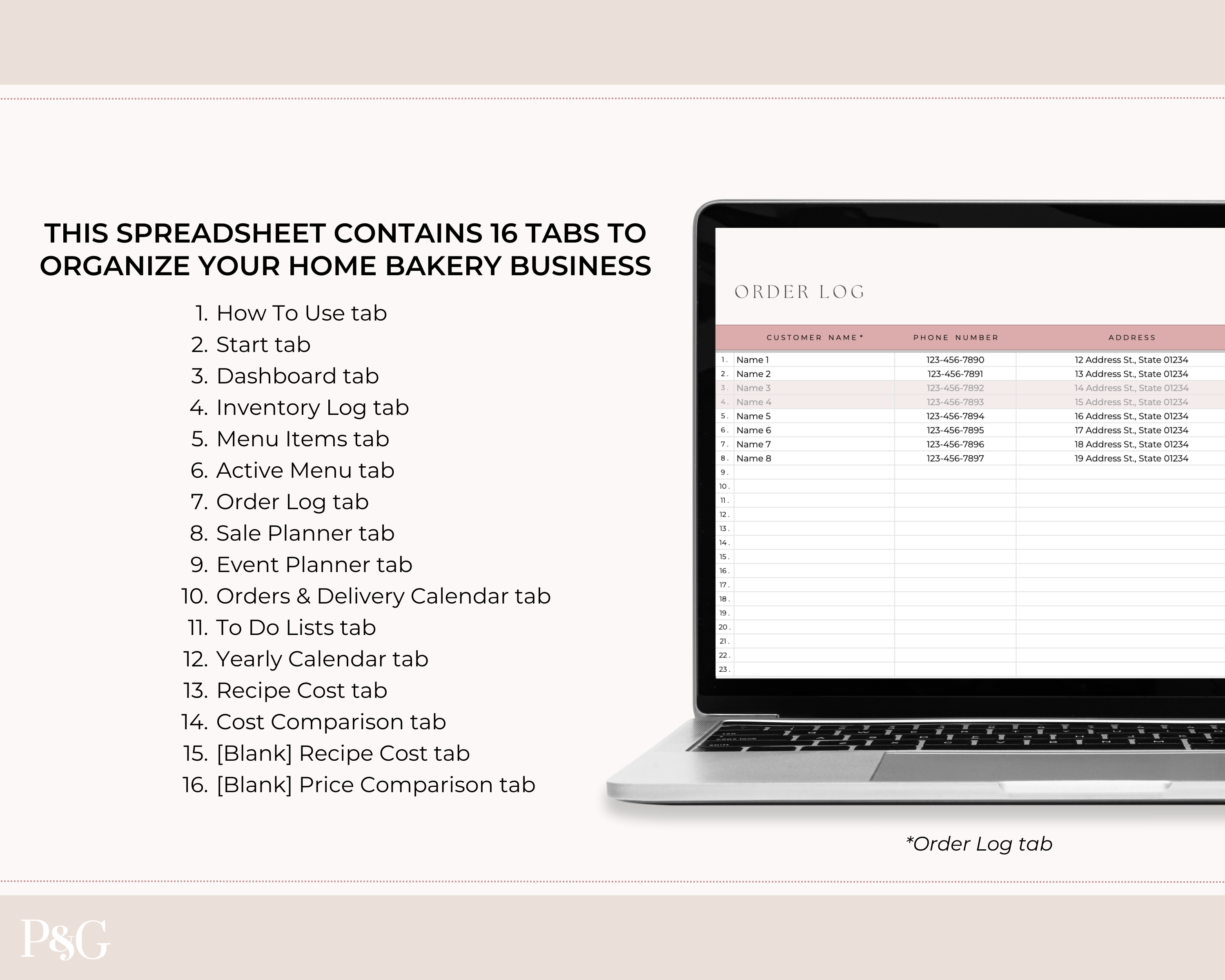 Home Bakery Business Planner Spreadsheet for Google Sheets