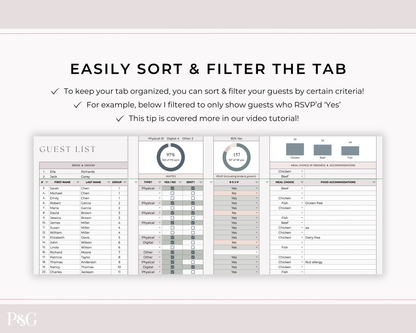 Wedding Guest List Spreadsheet Template for Google Sheets (Version 2.0)