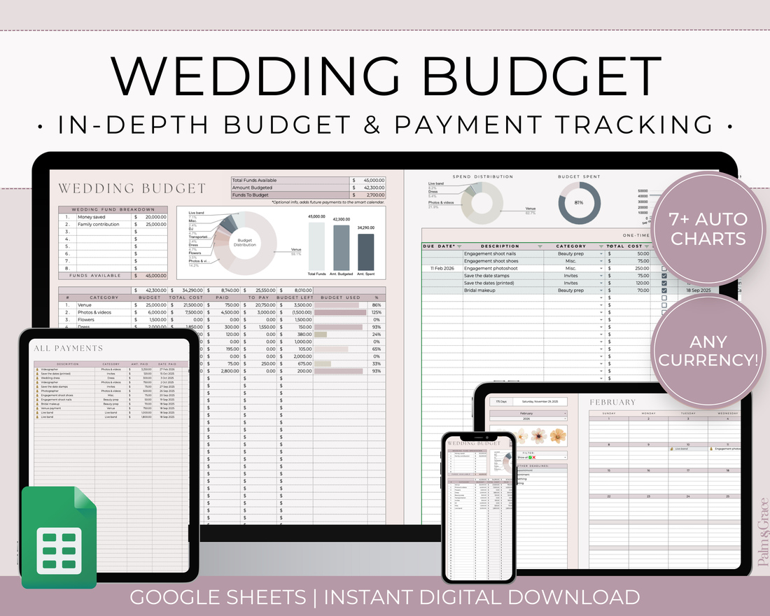 Wedding Budget Spreadsheet Template for Google Sheets