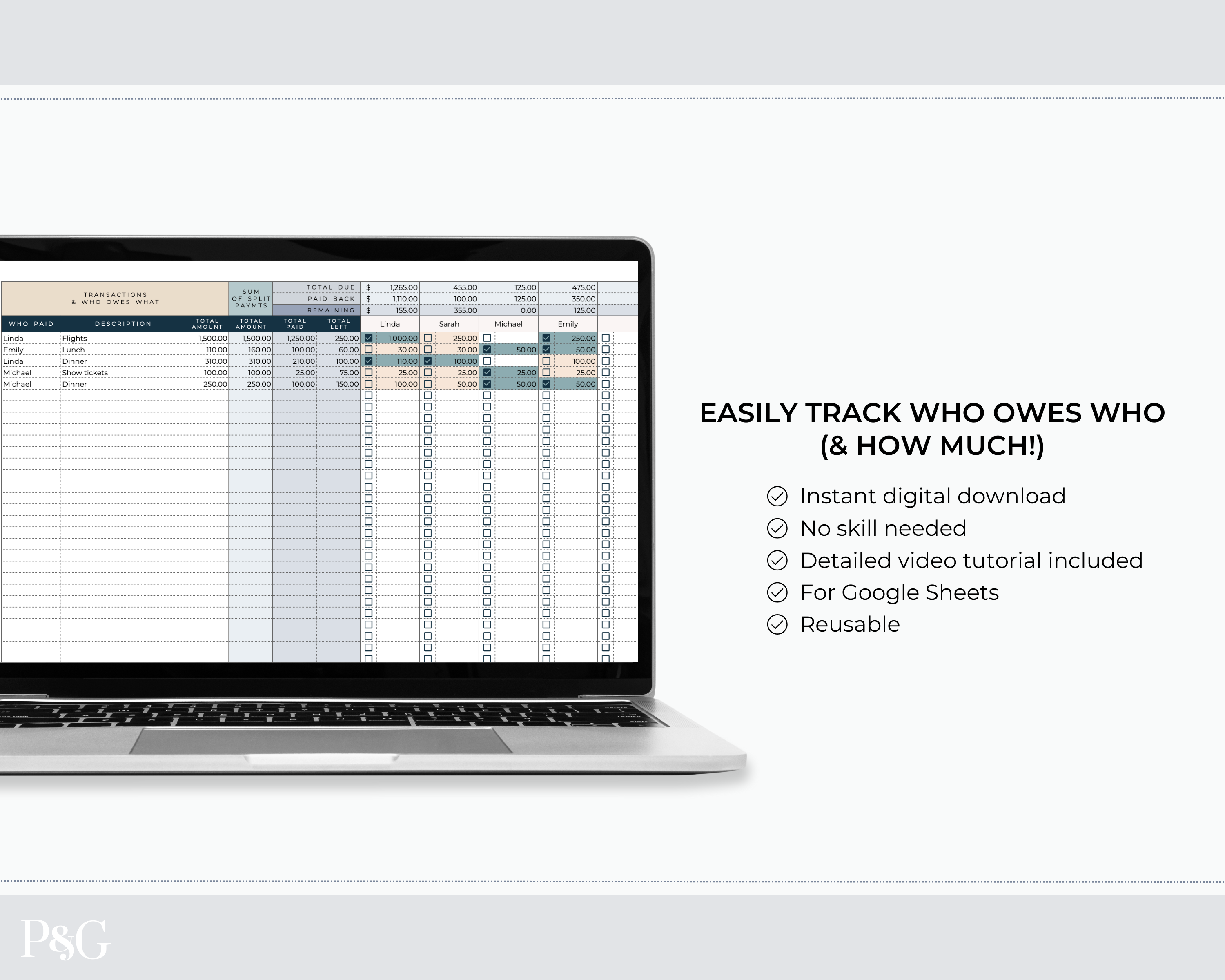 Group Travel Expense Tracker Spreadsheet For Google Sheets