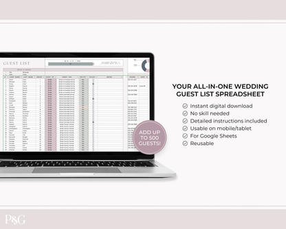 Wedding Guest List Spreadsheet Template for Google Sheets